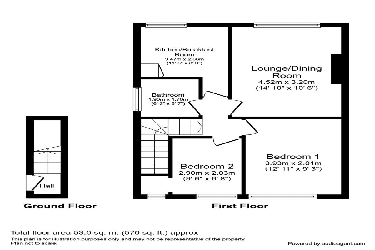 Floorplan of 2 bedroom End Terrace Flat to rent, Cemmaes Meadow, Hemel Hempstead, Hertfordshire, HP1