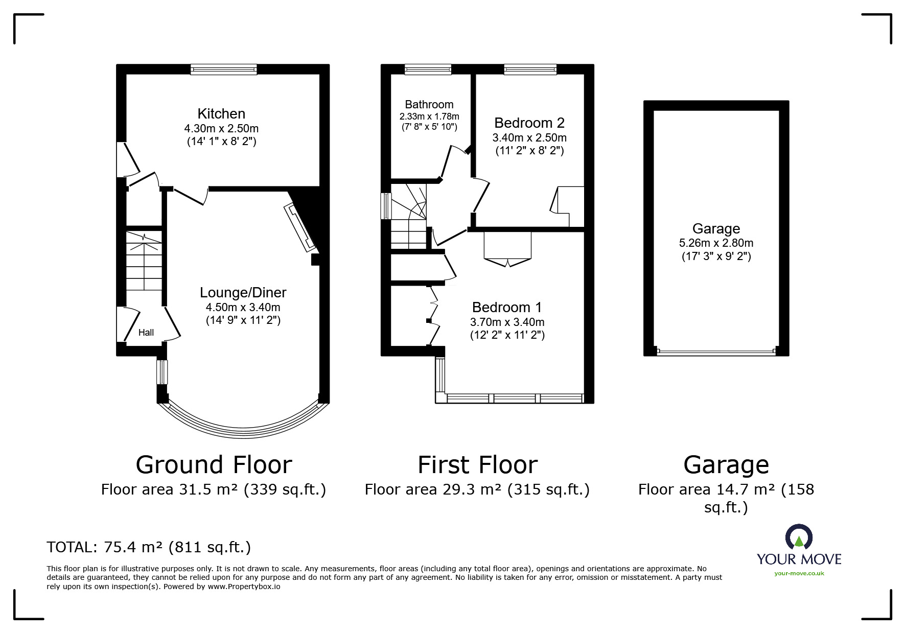 Floorplan of 2 bedroom Semi Detached House for sale, Fairway, Hertfordshire, HP3