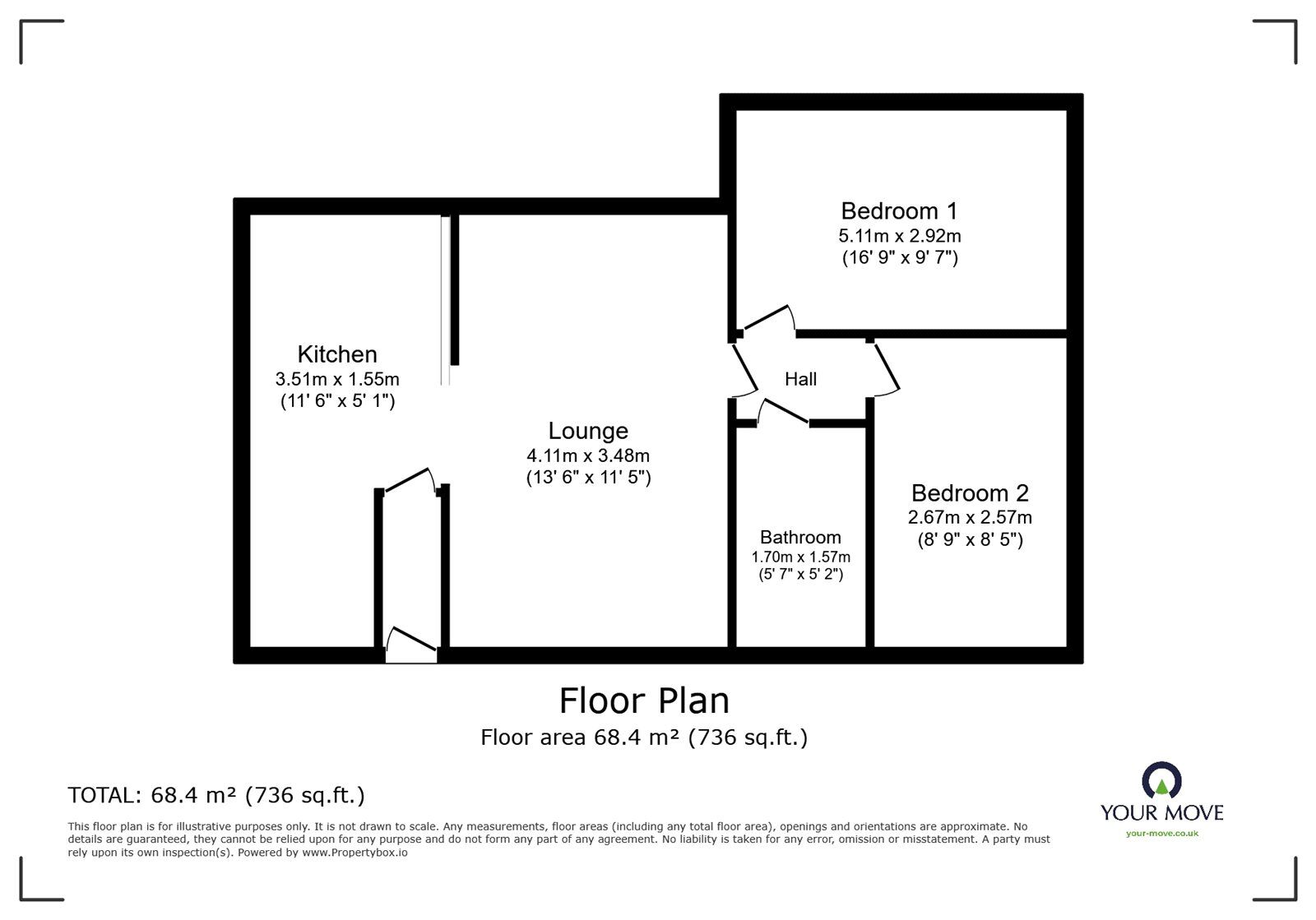 Floorplan of 2 bedroom  Flat to rent, Sandridge Road, St. Albans, Hertfordshire, AL1