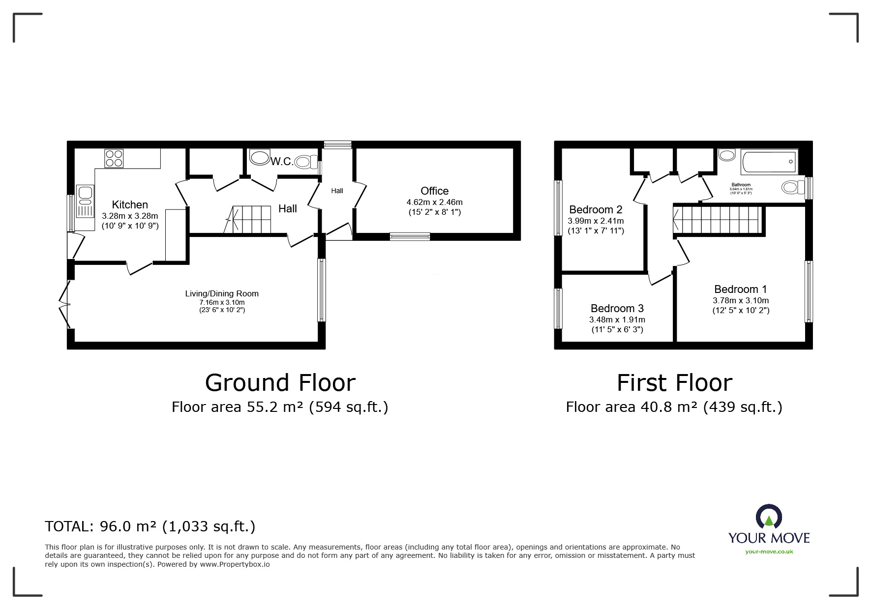 Floorplan of 3 bedroom Mid Terrace House for sale, Stroma Close, Hemel Hempstead, Hertfordshire, HP3