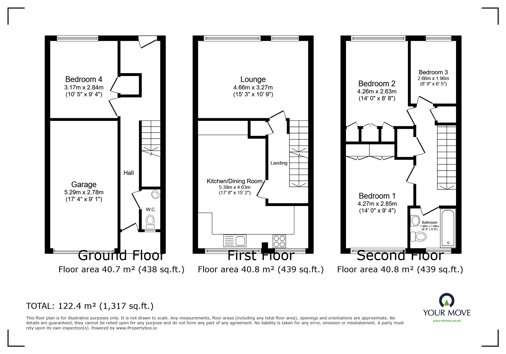 Floorplan of 4 bedroom Mid Terrace House for sale, Parkhill Road, Hemel Hempstead, Hertfordshire, HP1