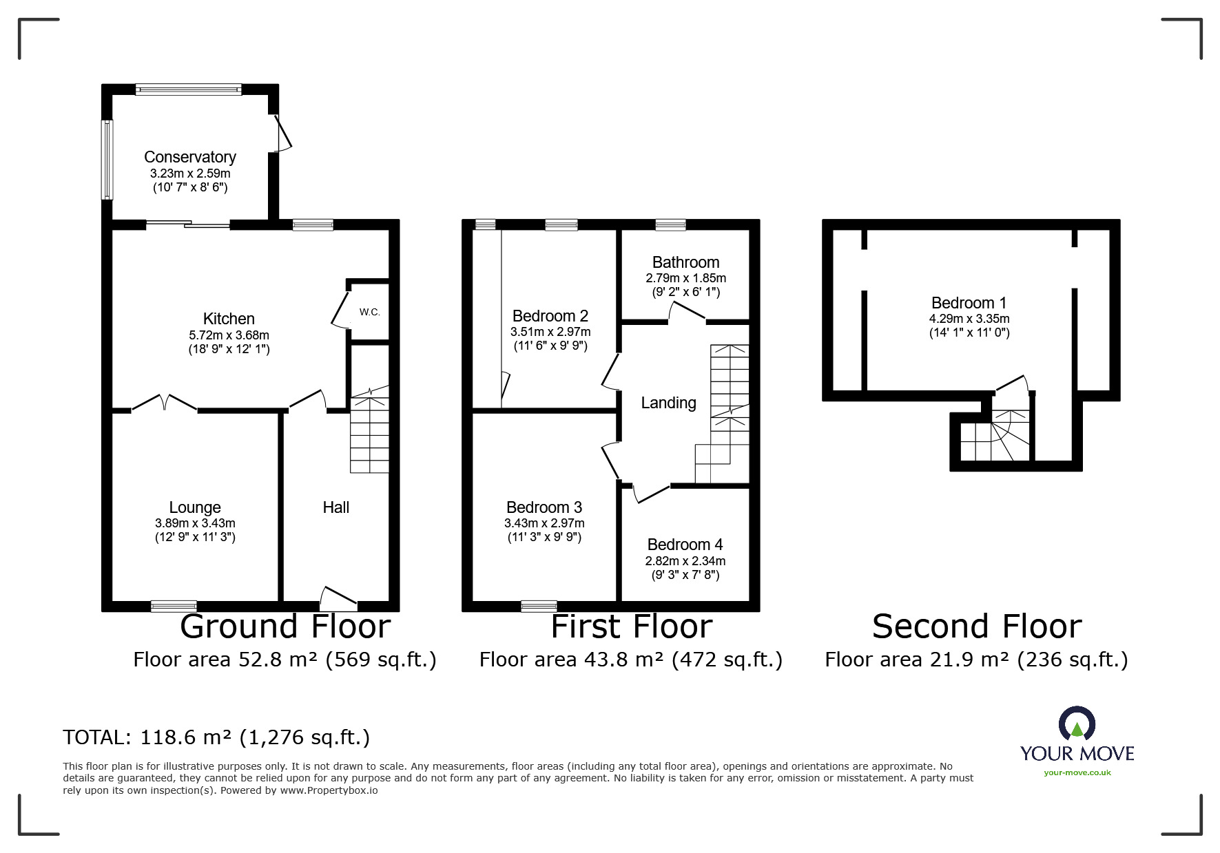 Floorplan of 4 bedroom Mid Terrace House for sale, Longlands, Hemel Hempstead, Hertfordshire, HP2