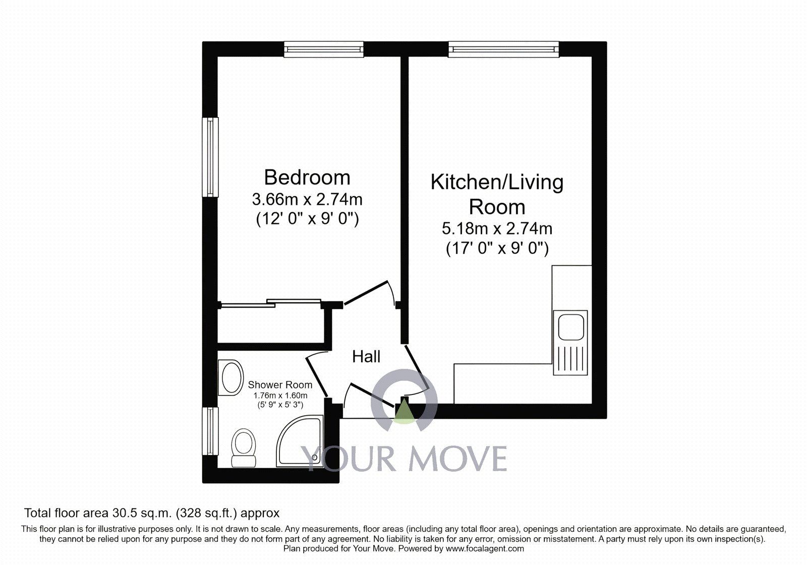 Floorplan of 1 bedroom  Flat to rent, Kings Road, London Colney, Hertfordshire, AL2