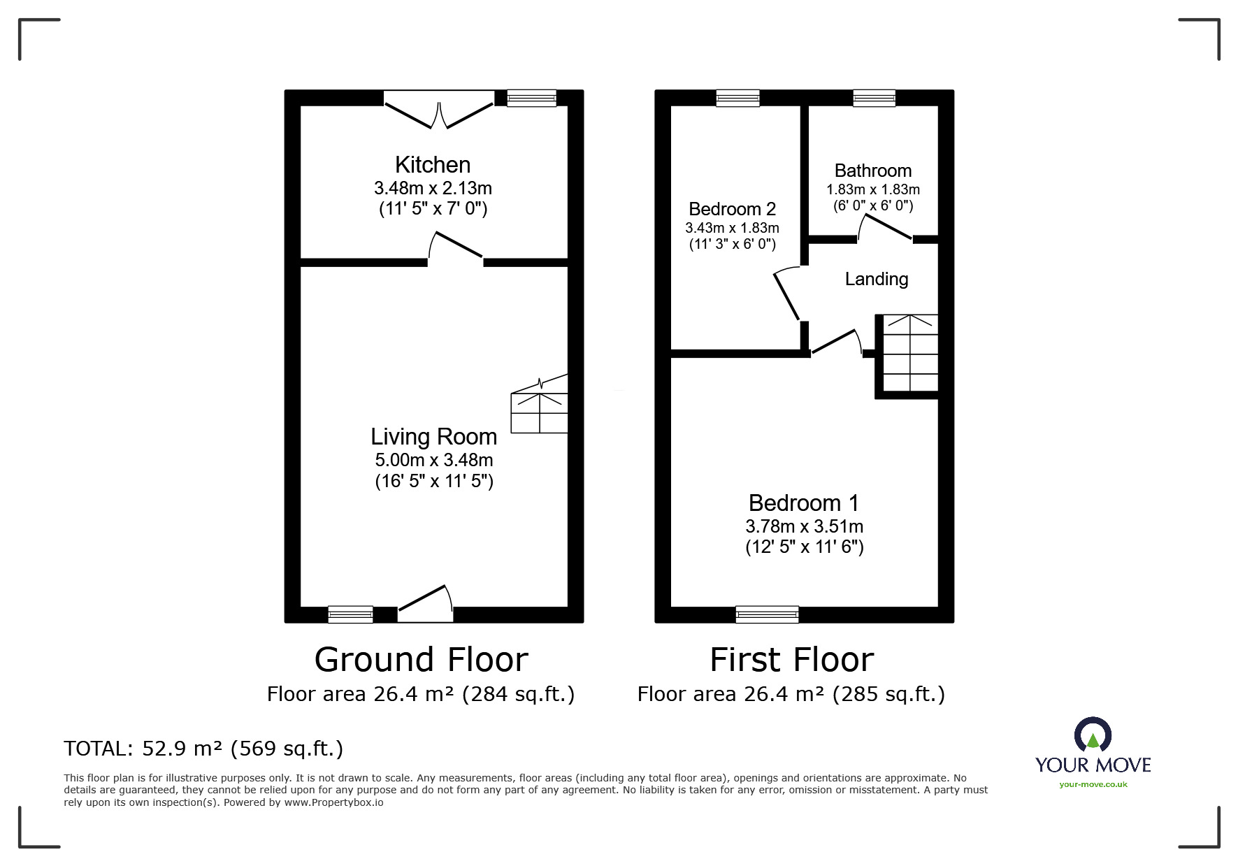 Floorplan of 2 bedroom Mid Terrace House for sale, Hales Park, Hemel Hempstead, Hertfordshire, HP2