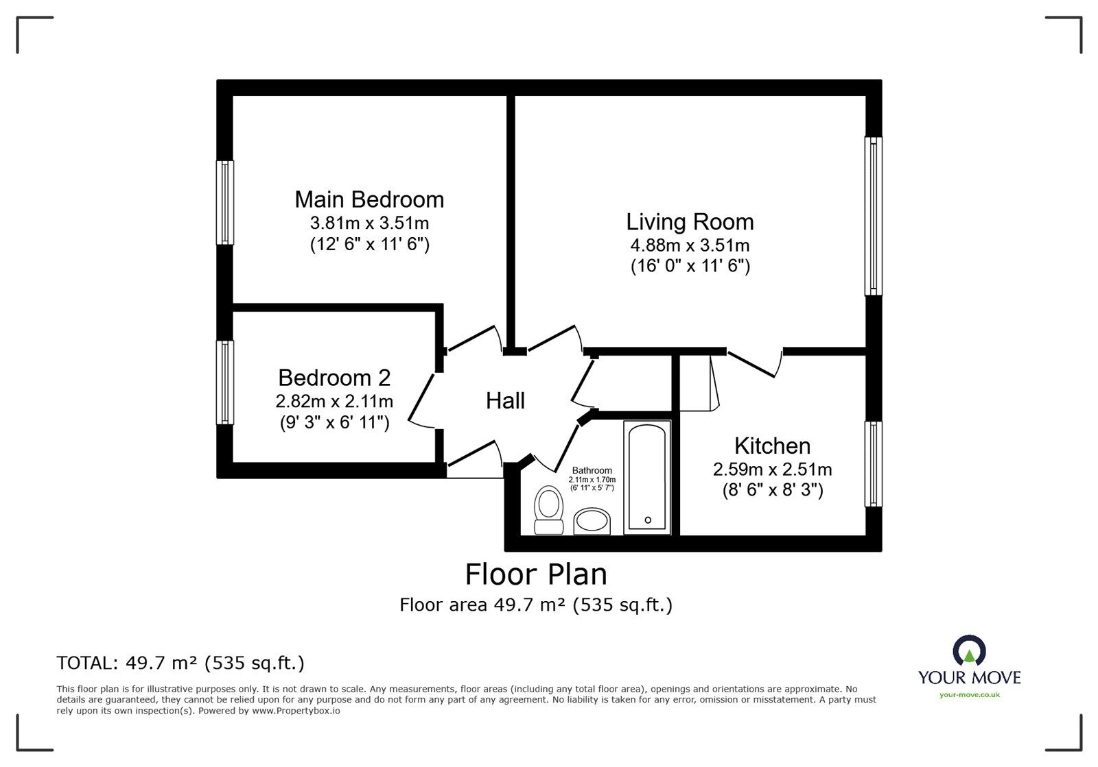 Floorplan of 2 bedroom  Flat to rent, Burns Drive, Hemel Hempstead, Hertfordshire, HP2