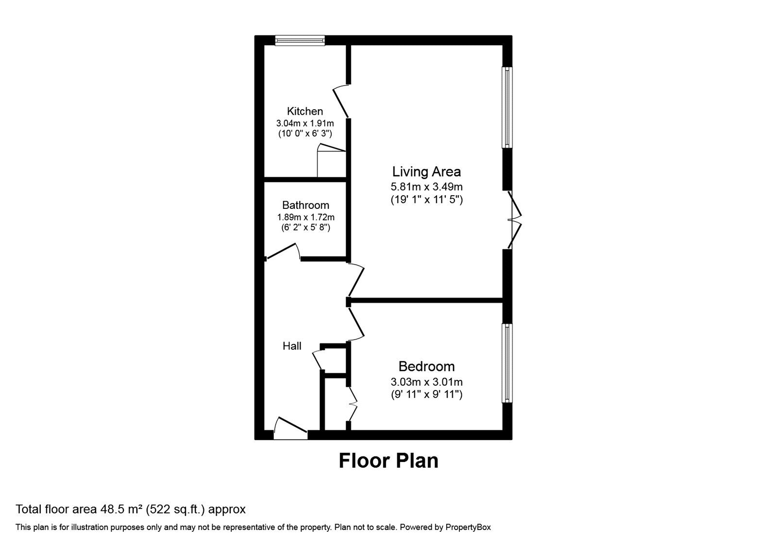 Floorplan of 1 bedroom  Flat to rent, Tippett Court London Road, Stevenage, Hertfordshire, SG1