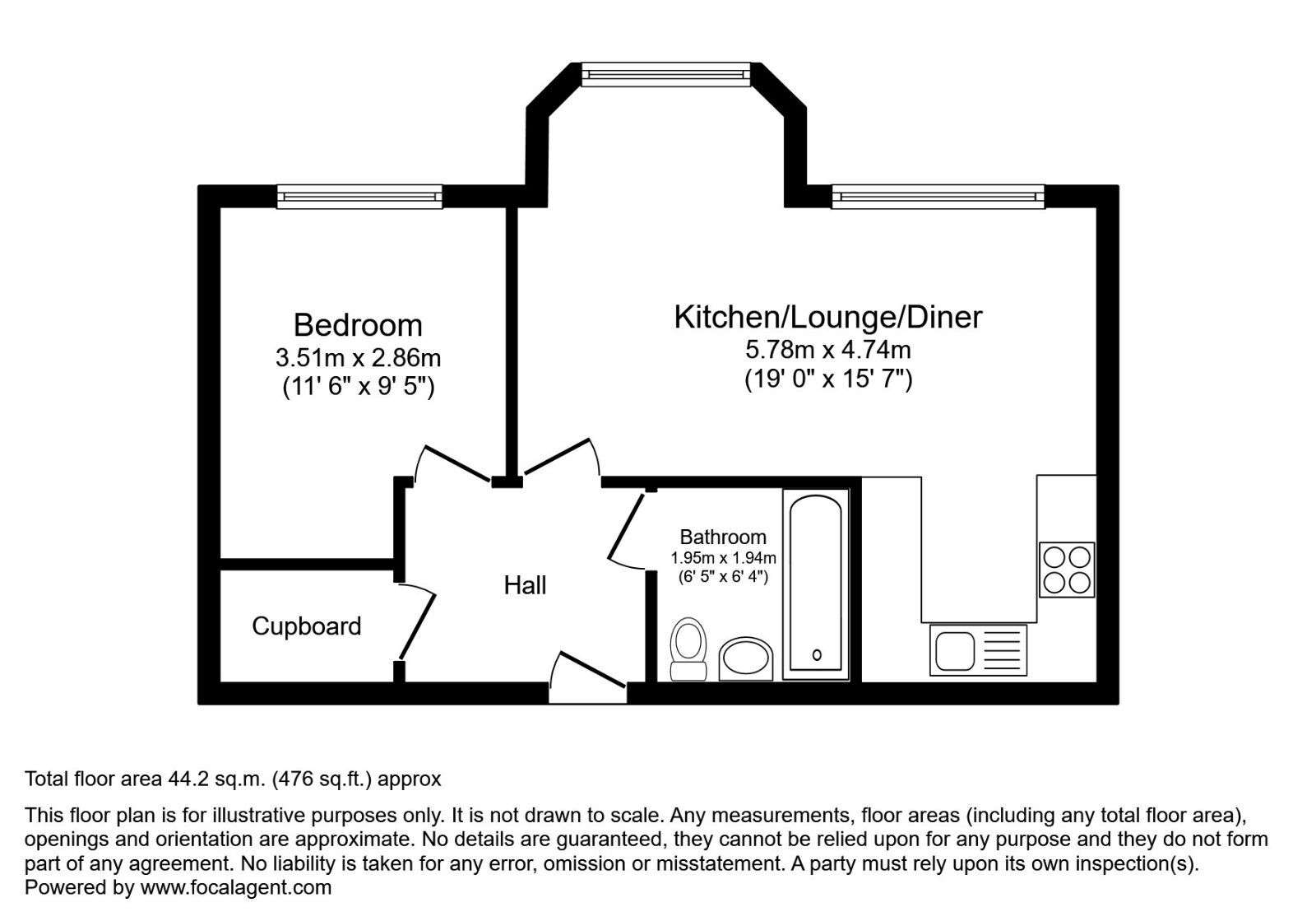 Floorplan of 1 bedroom  Flat to rent, Swingate, Stevenage, Hertfordshire, SG1