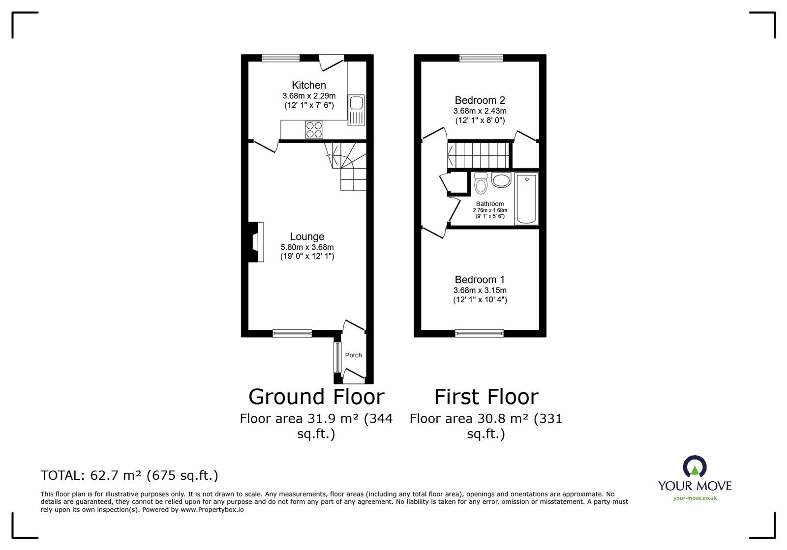 Floorplan of 2 bedroom Mid Terrace House for sale, Azalea Drive, Burbage, Leicestershire, LE10