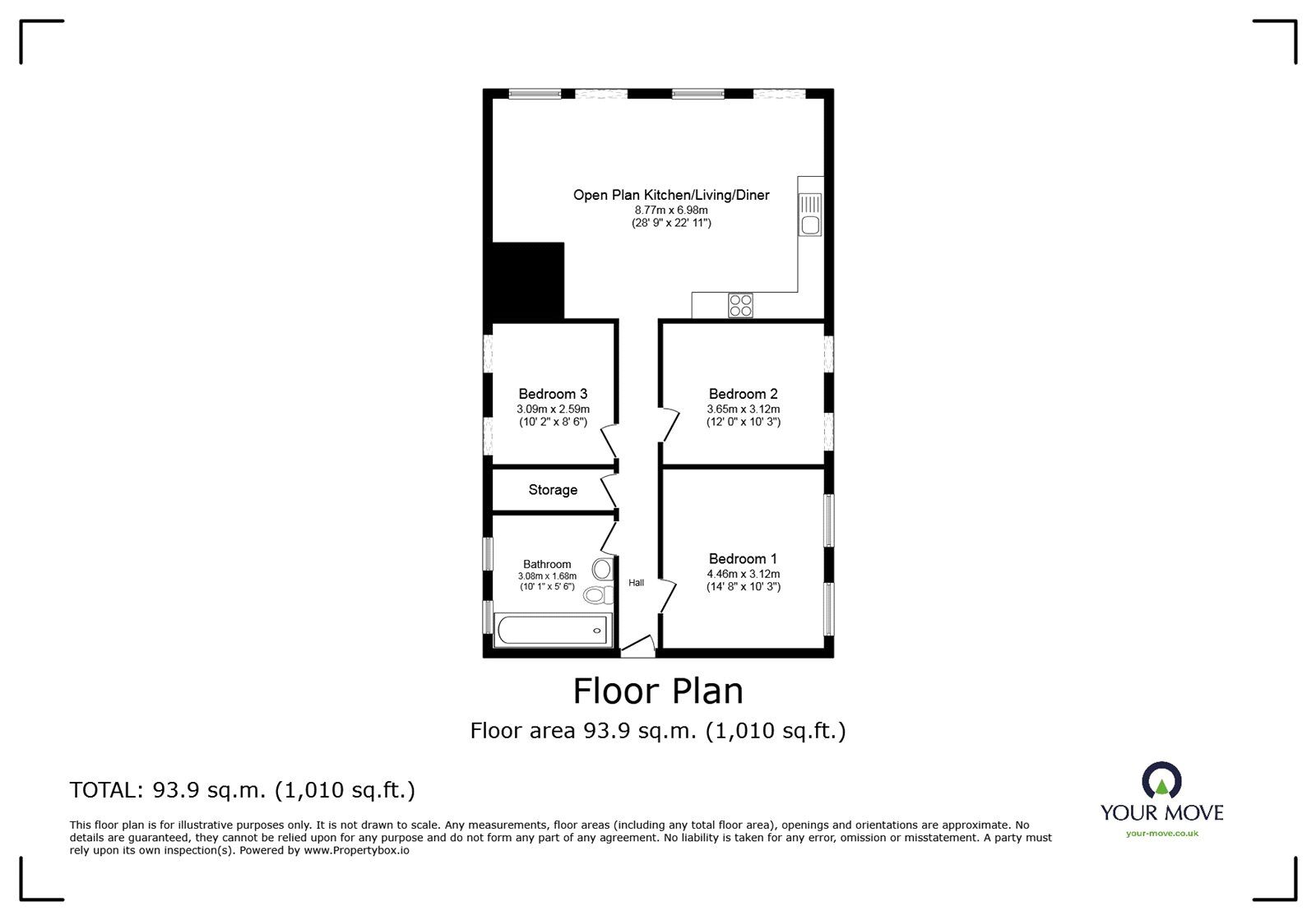 Floorplan of 3 bedroom  Flat to rent, Harris Place, Hinckley, Leicestershire, LE10