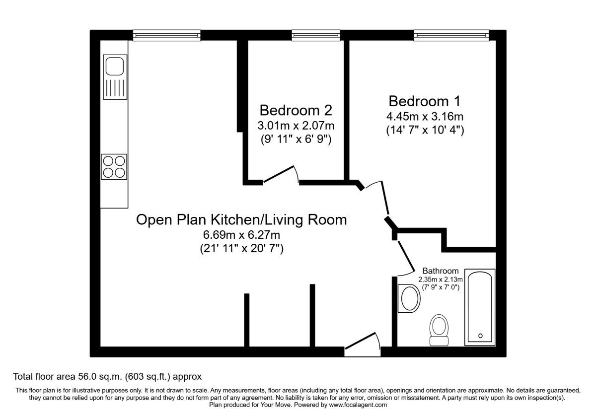 Floorplan of 2 bedroom  Flat to rent, Calluna Court, Rossendale Road, Leicester, LE9