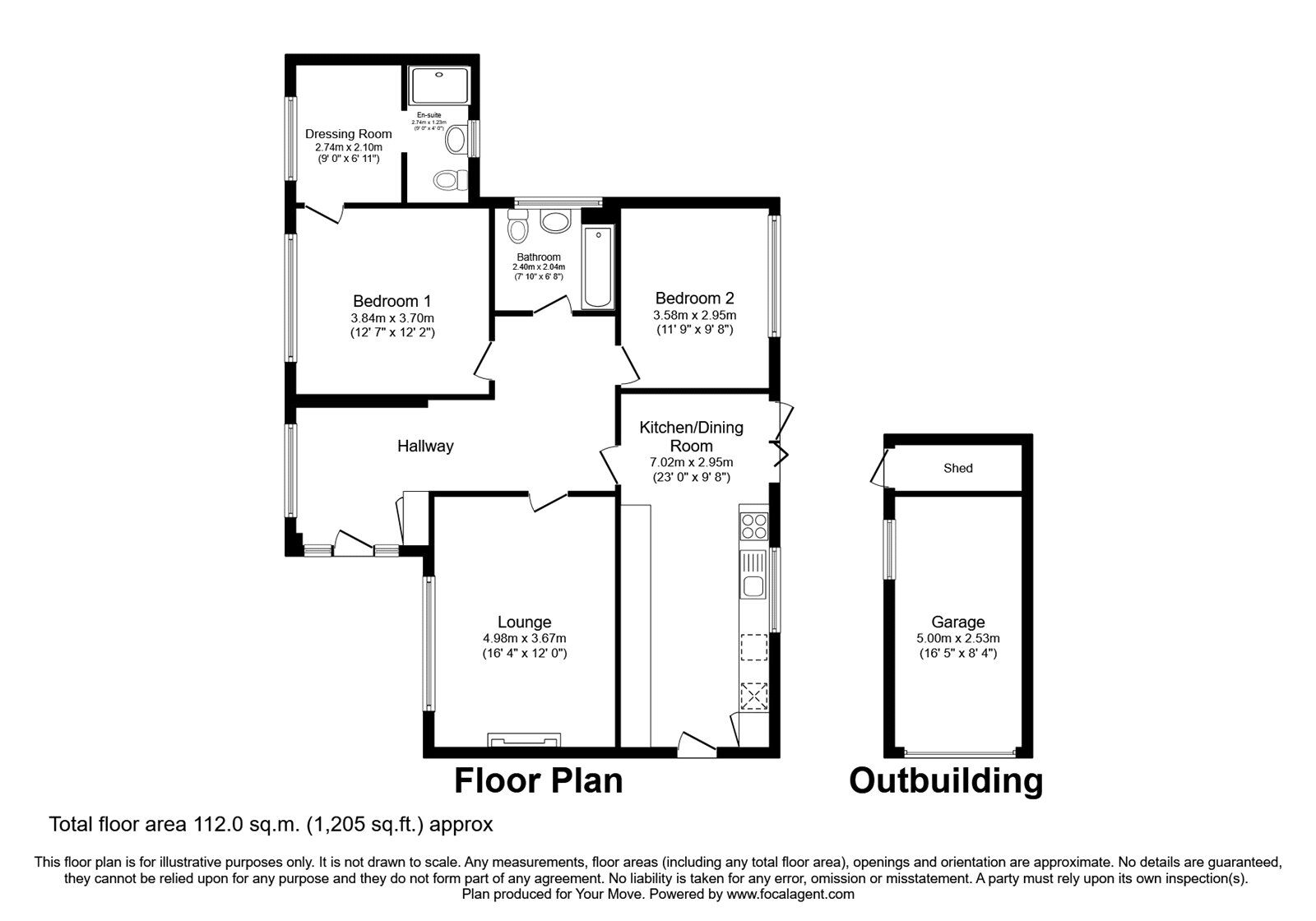 Floorplan of 2 bedroom Detached Bungalow for sale, Underwood Crescent, Sapcote, Leicestershire, LE9