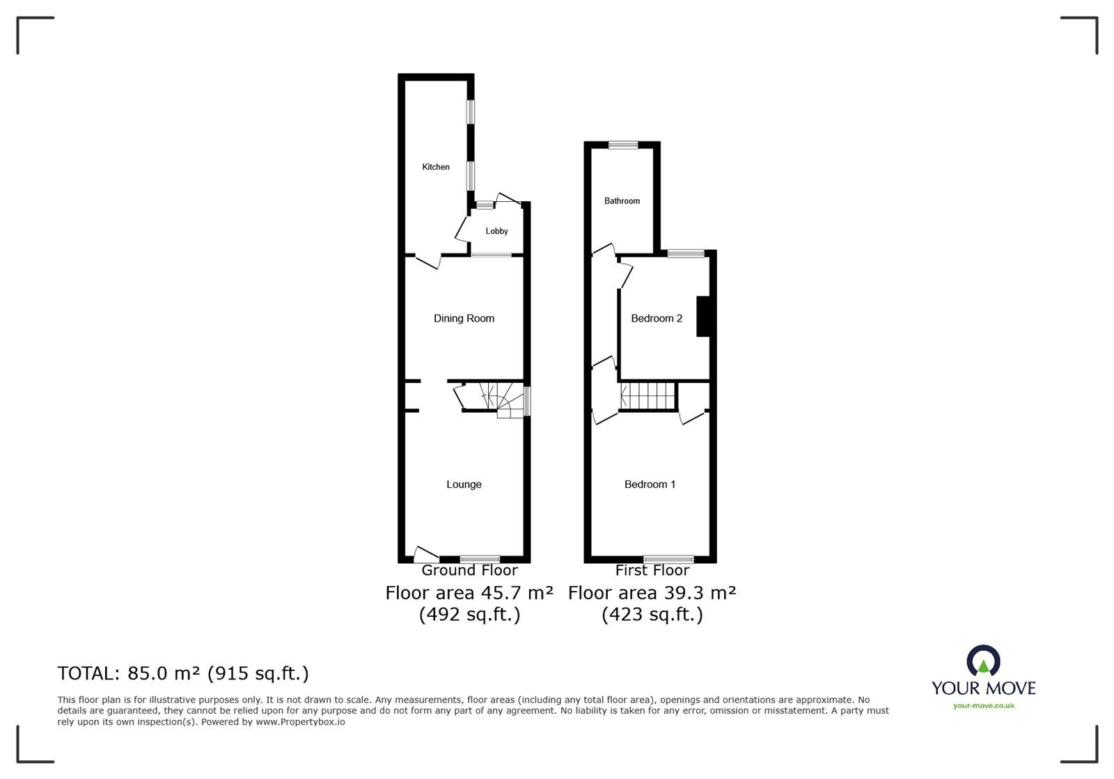 Floorplan of 2 bedroom Mid Terrace House for sale, Clarendon Road, Hinckley, Leicestershire, LE10