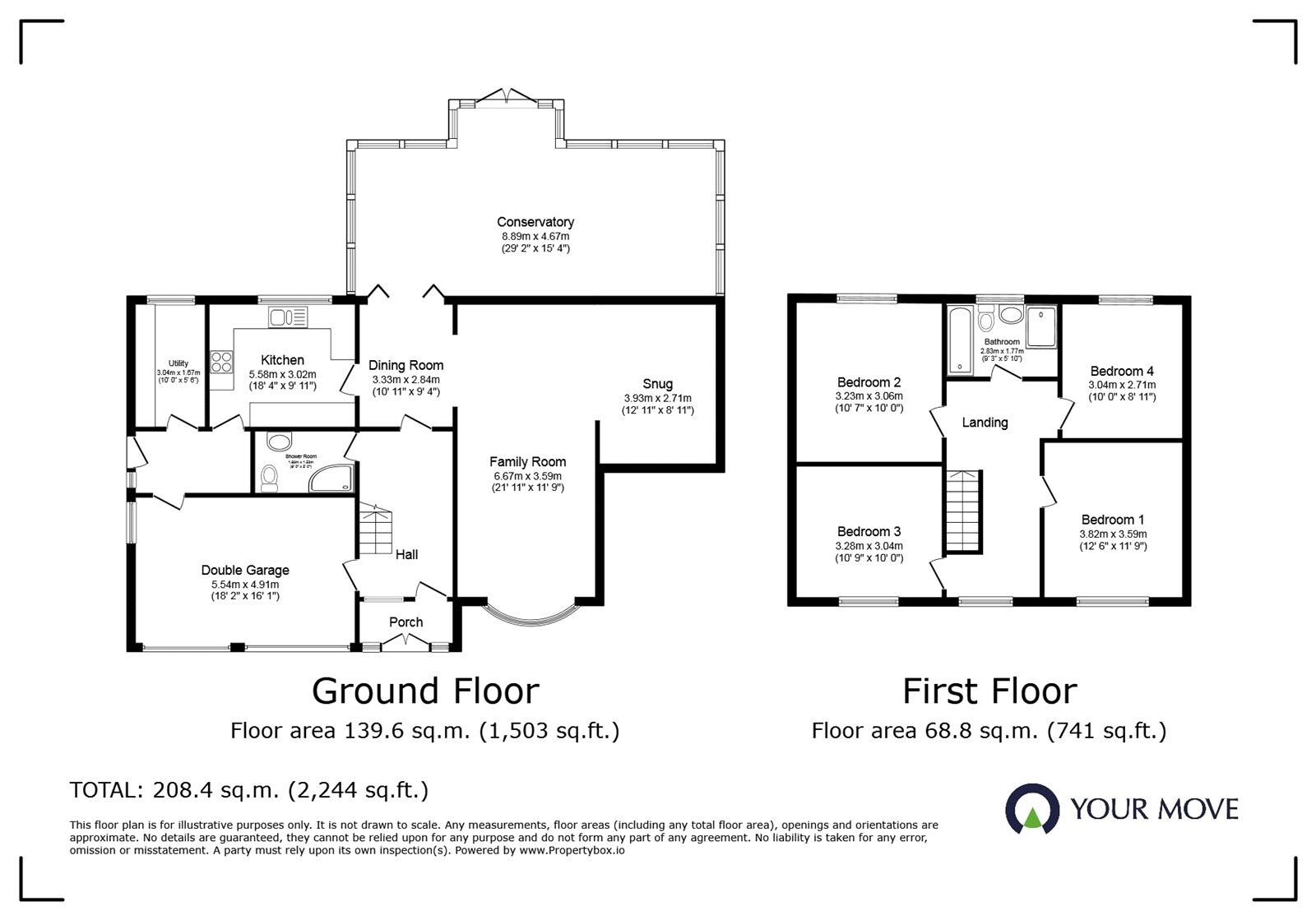 Floorplan of 4 bedroom Detached House for sale, Dorchester Road, Burbage, Leicestershire, LE10