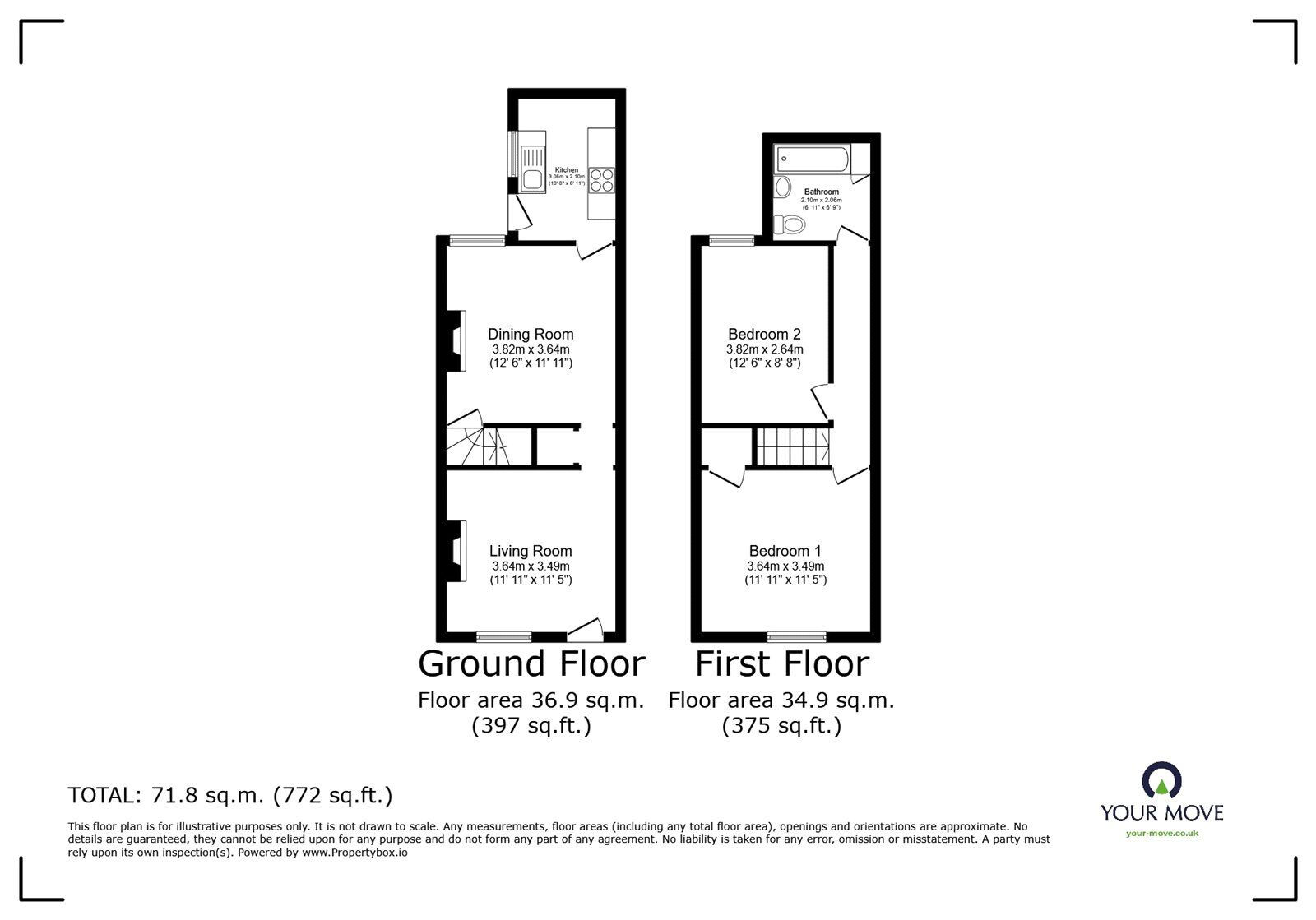 Floorplan of 2 bedroom Mid Terrace House to rent, Main Street, Newbold Verdon, Leicestershire, LE9