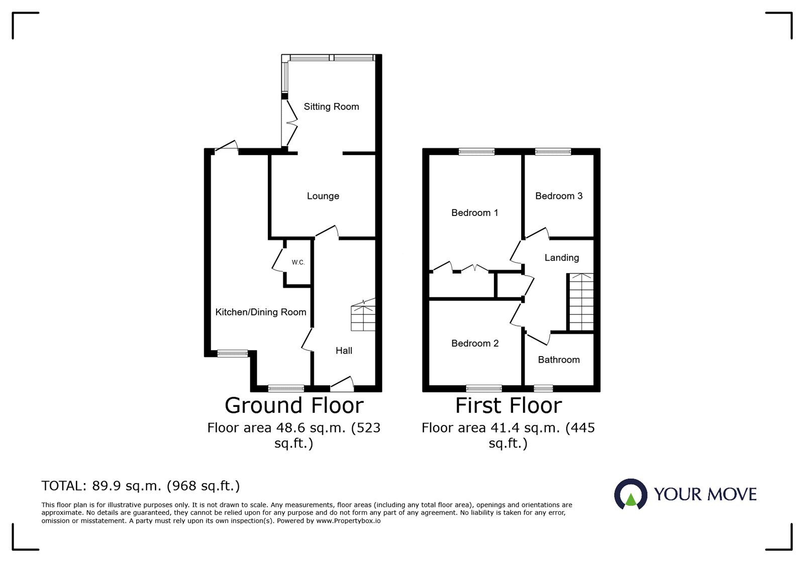 Floorplan of 3 bedroom Semi Detached House for sale, Cadle Close, Stoney Stanton, Leicestershire, LE9