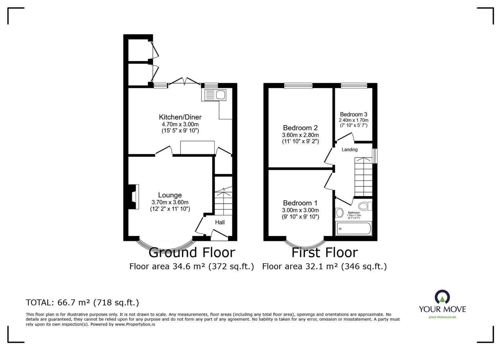 Floorplan of 3 bedroom Semi Detached House for sale, Strathmore Road, Leicestershire, LE10