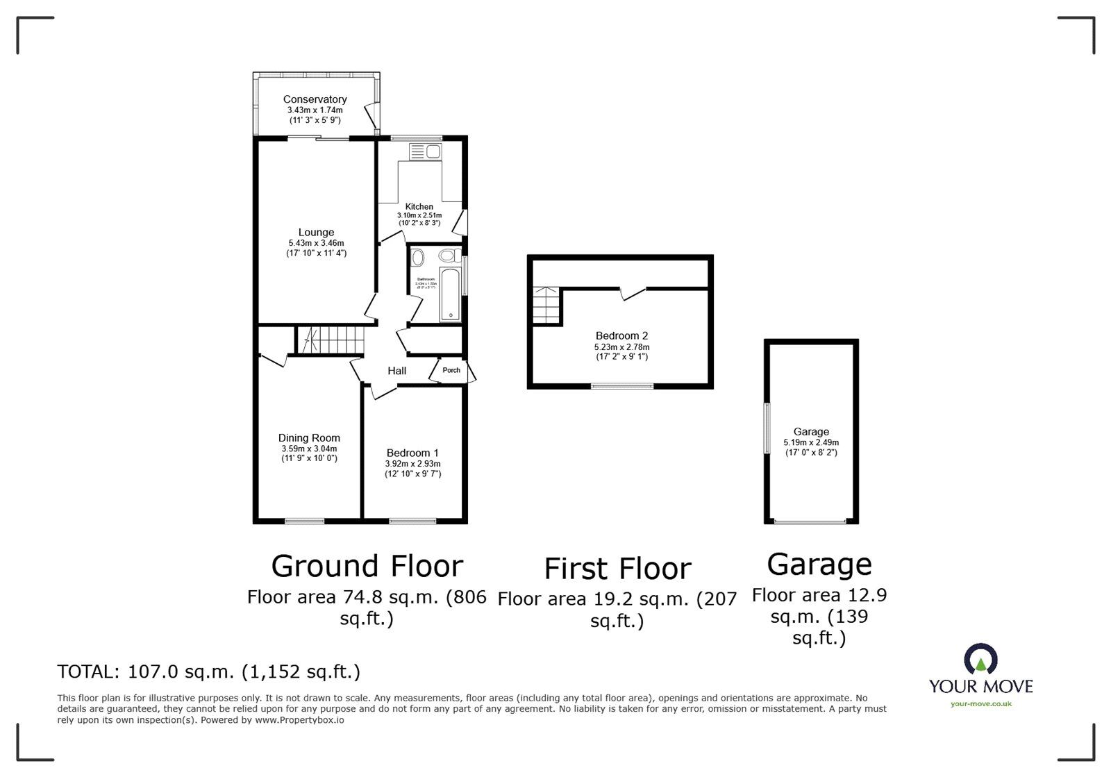 Floorplan of 2 bedroom Semi Detached Bungalow for sale, Leighton Crescent, Elmesthorpe, Leicestershire, LE9