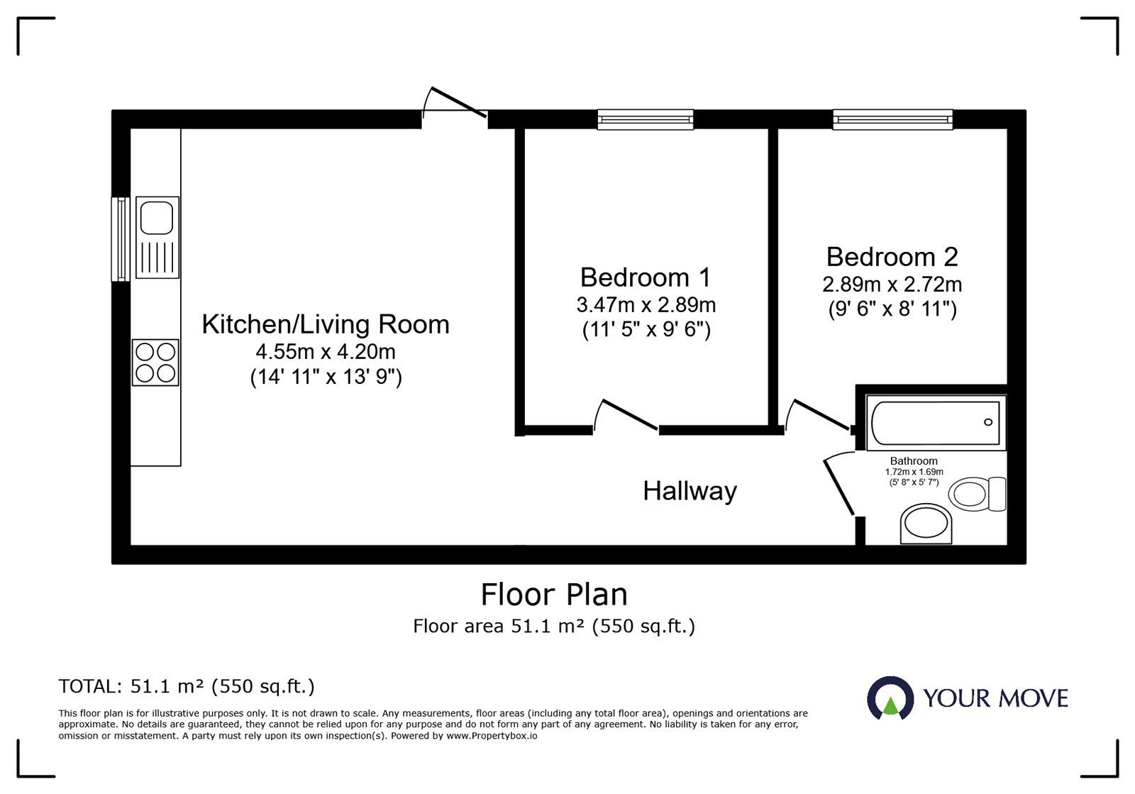 Floorplan of 2 bedroom  Flat to rent, Trinity Lane, Hinckley, Leicestershire, LE10