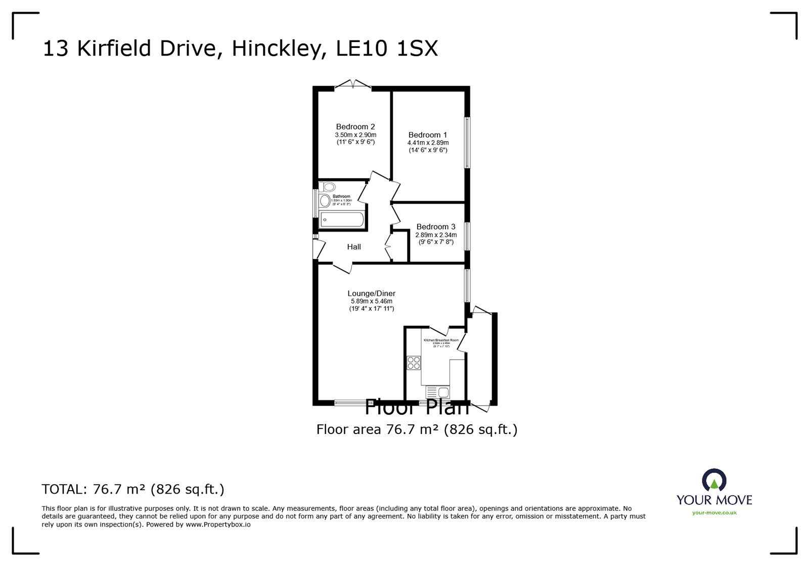 Floorplan of 3 bedroom Detached Bungalow for sale, Kirfield Drive, Hinckley, Leicestershire, LE10