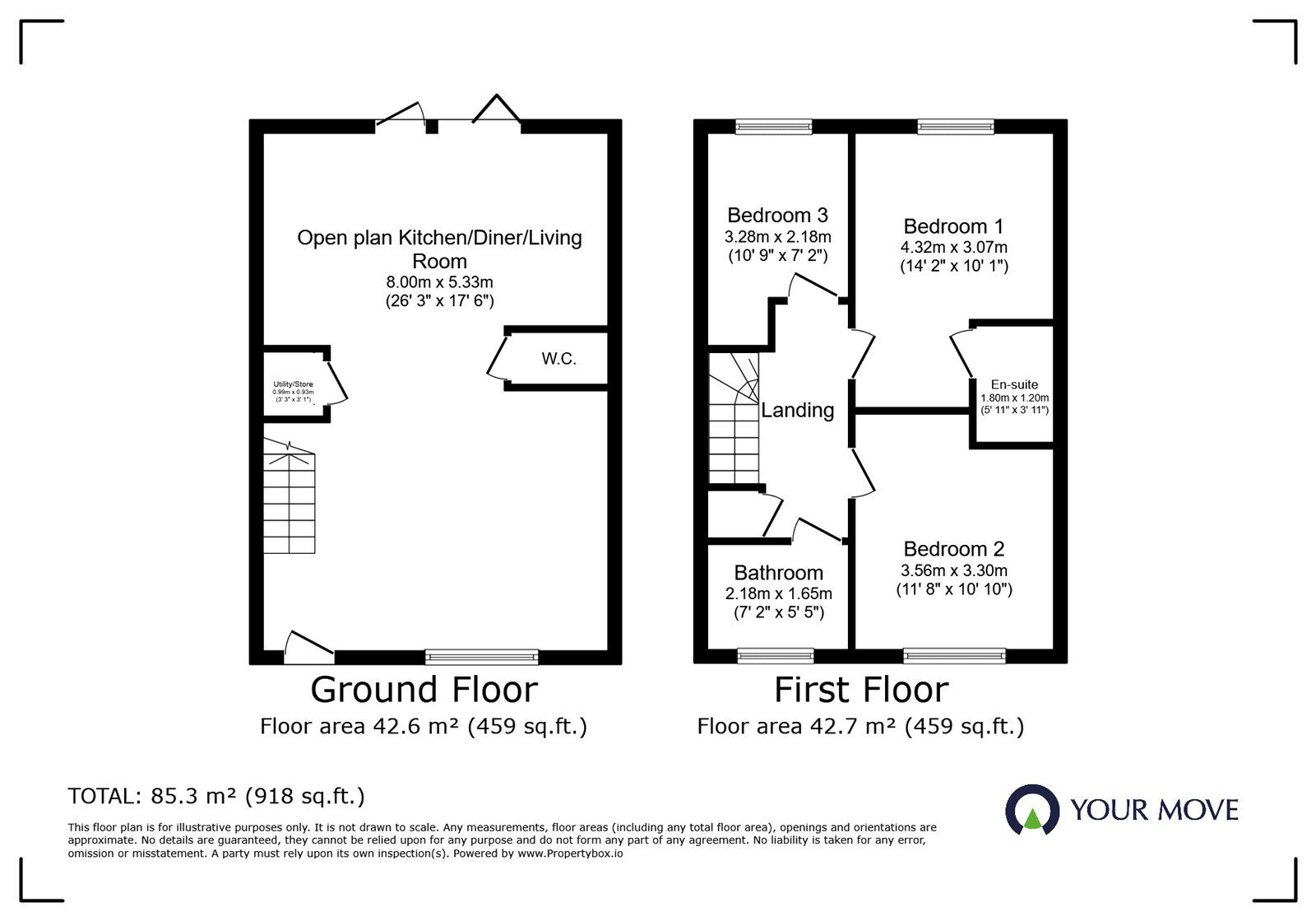 Floorplan of 3 bedroom Semi Detached House for sale, Milbanke Close, Earl Shilton, Leicestershire, LE9