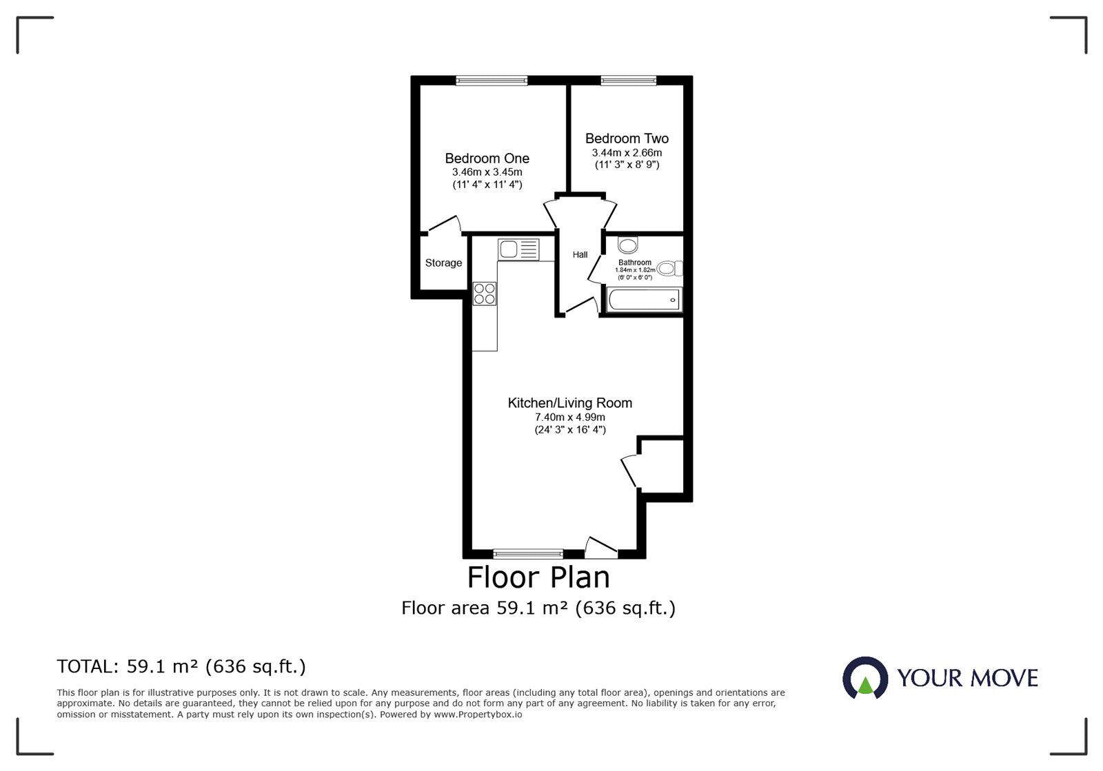 Floorplan of 2 bedroom  Flat for sale, Derby Road, Hinckley, Leicestershire, LE10