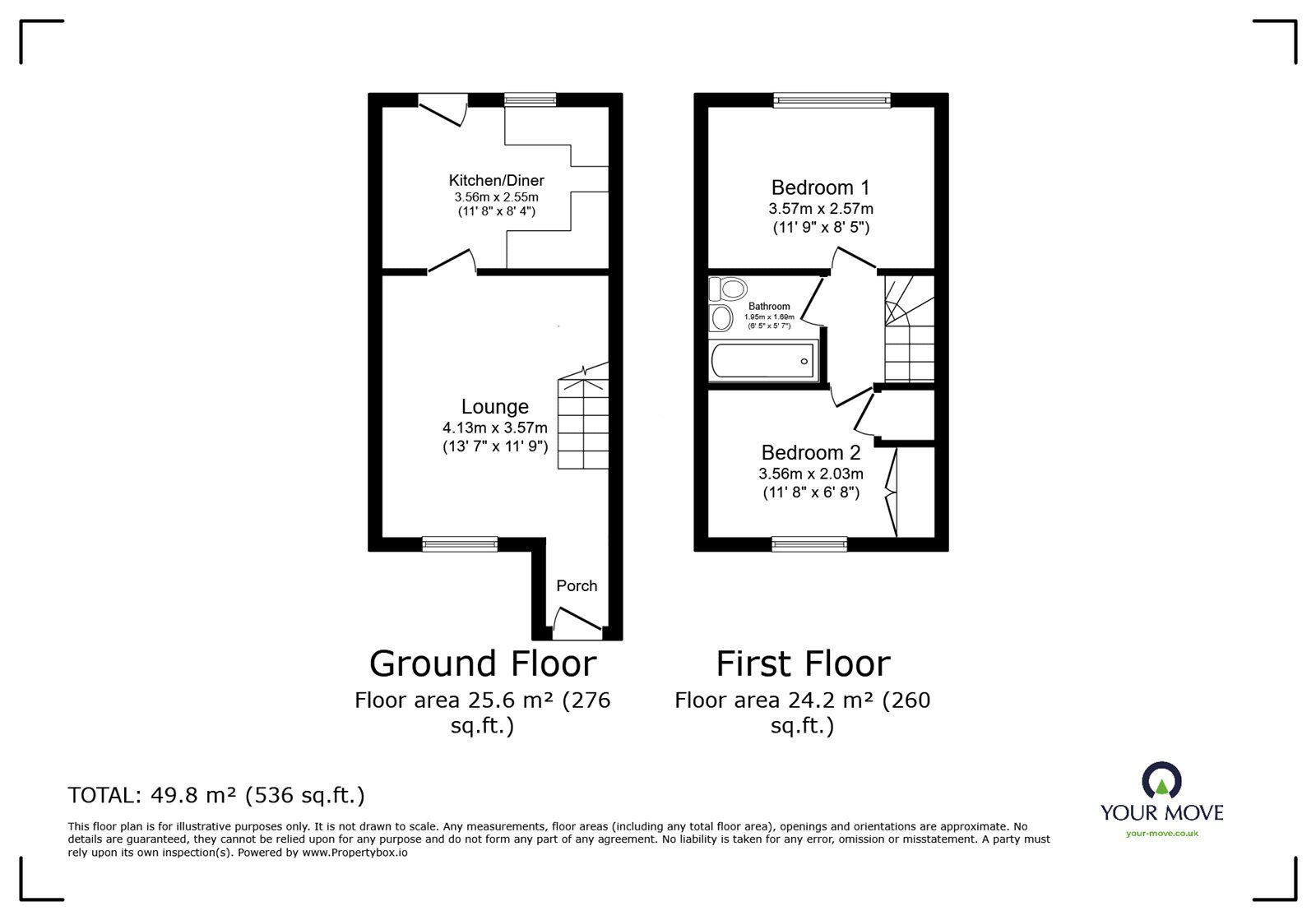 Floorplan of 2 bedroom Mid Terrace House for sale, Pyeharps Road, Burbage, Leicestershire, LE10