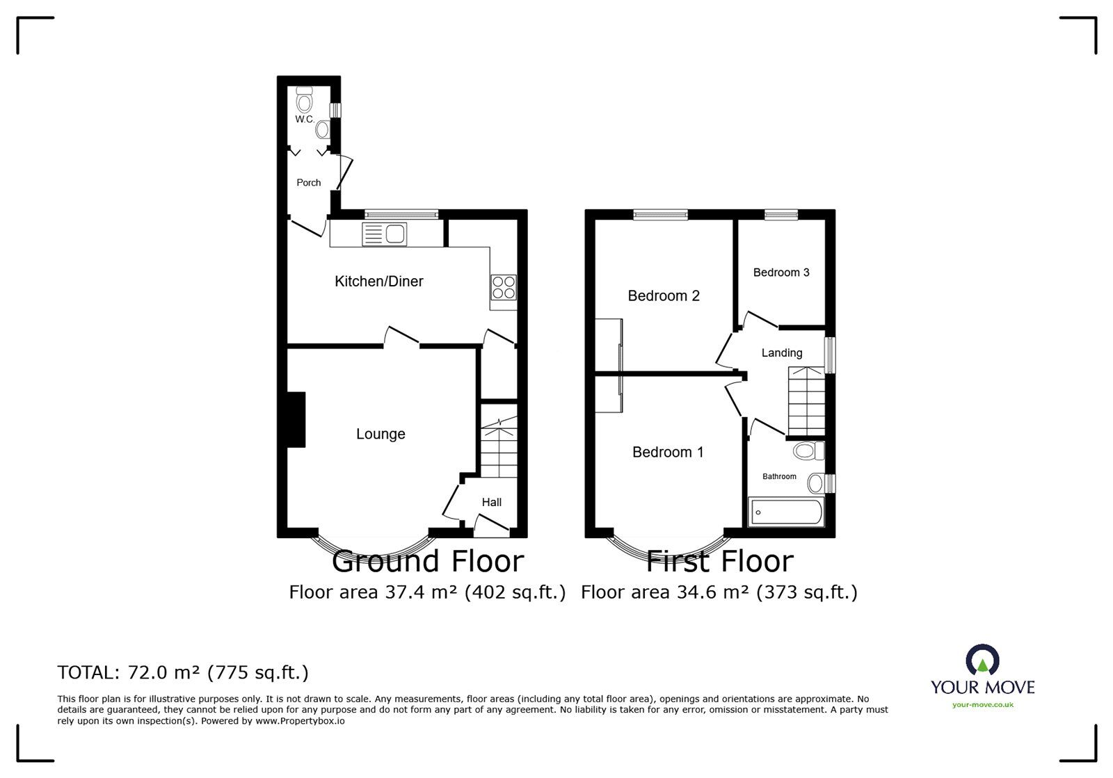 Floorplan of 3 bedroom Semi Detached House for sale, Strathmore Road, Hinckley, Leicestershire, LE10