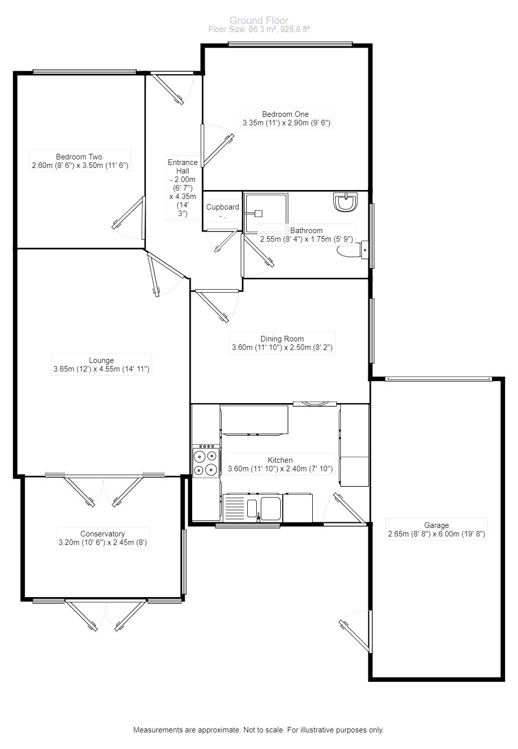 Floorplan of 2 bedroom Semi Detached Bungalow for sale, Maple Way, Earl Shilton, Leicestershire, LE9