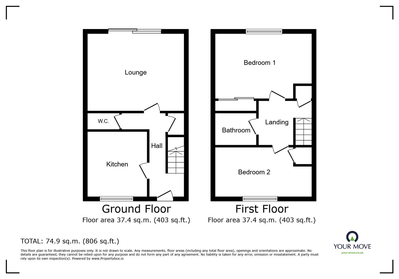 Floorplan of 2 bedroom End Terrace House for sale, Rossendale Road, Earl Shilton, Leicestershire, LE9