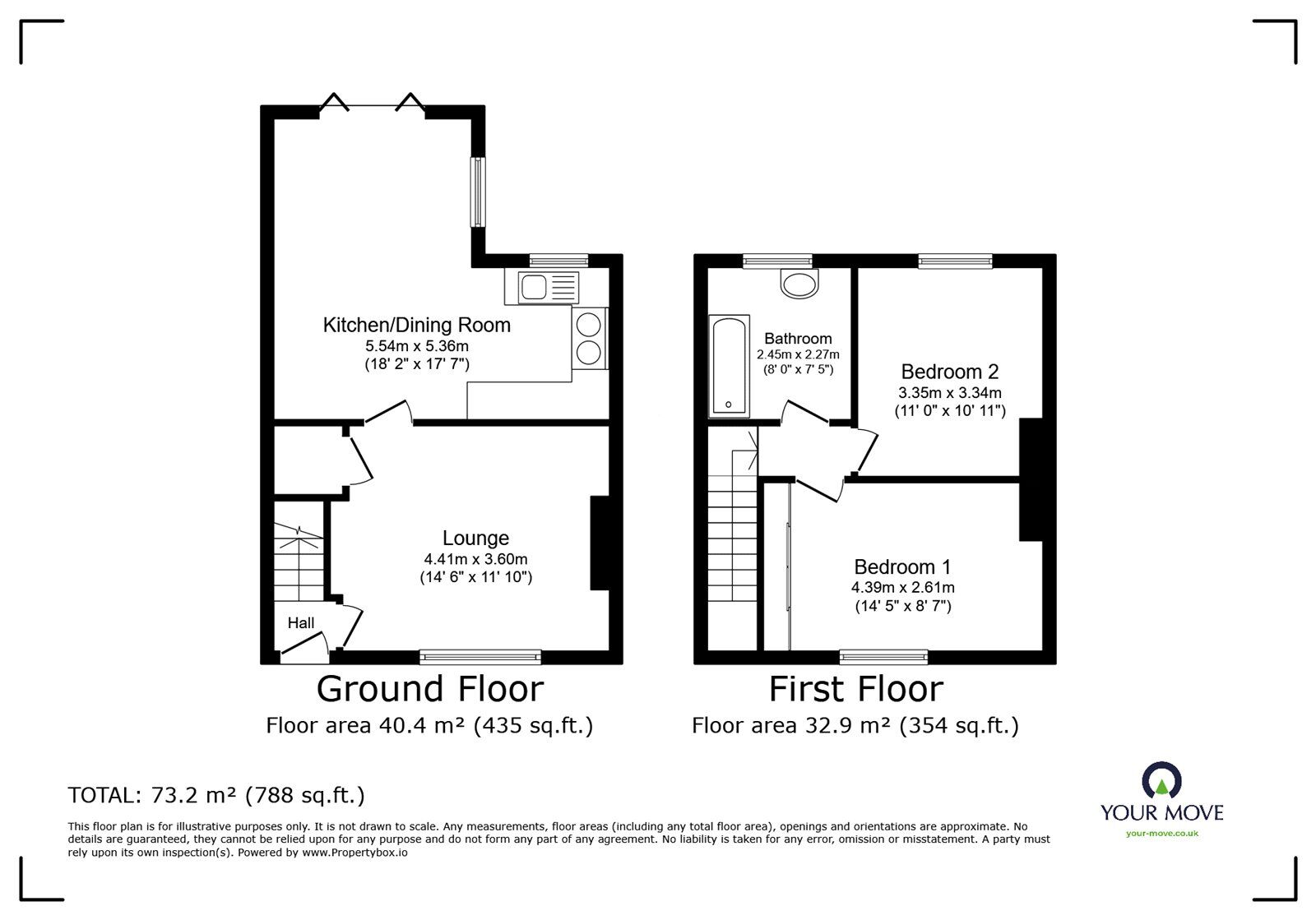 Floorplan of 2 bedroom Mid Terrace House for sale, Bradgate Road, Barwell, Leicestershire, LE9