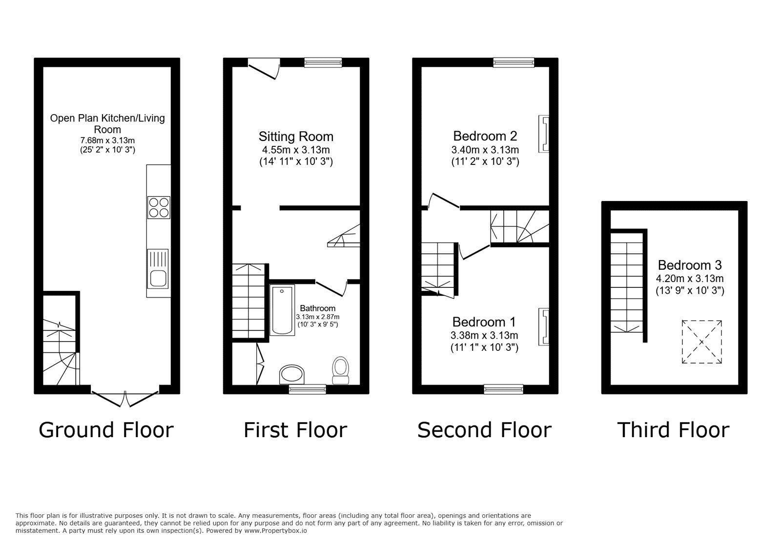 Floorplan of 3 bedroom Mid Terrace House to rent, Trinity Lane, Hinckley, Leicestershire, LE10