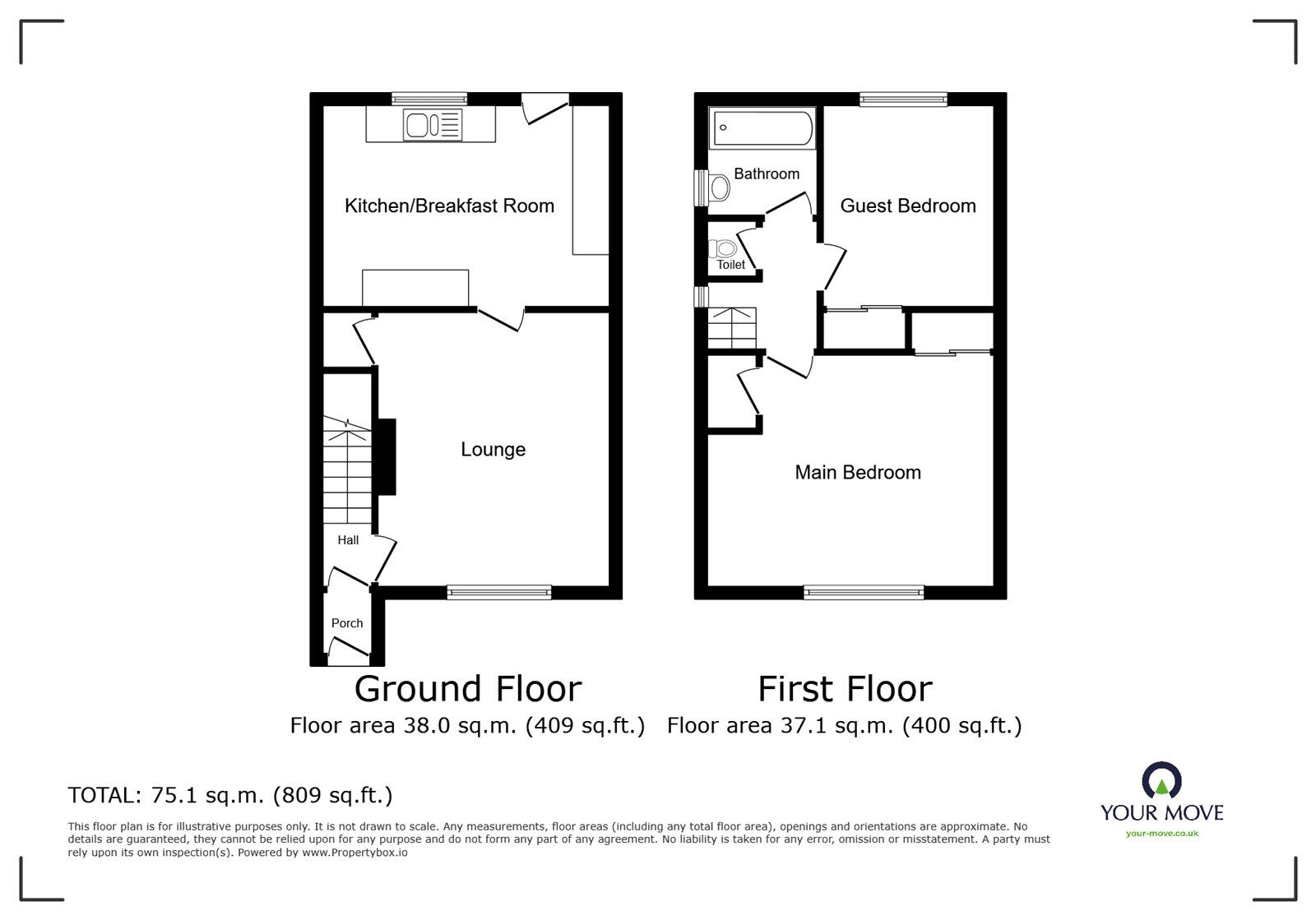 Floorplan of 2 bedroom End Terrace House for sale, Ratcliffe Road, Burbage, Leicestershire, LE10