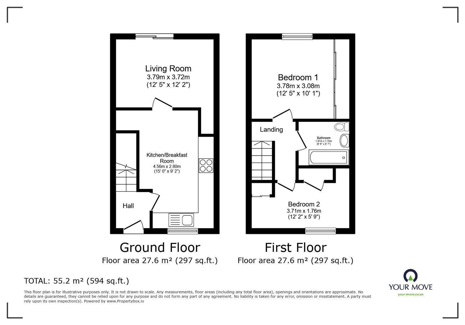 Floorplan of 2 bedroom Mid Terrace House to rent, Brame Road, Hinckley, Leicestershire, LE10