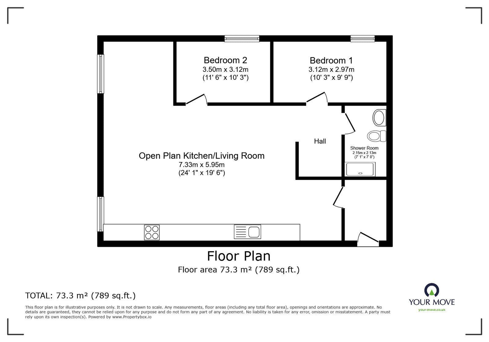 Floorplan of 2 bedroom  Flat to rent, Calluna Court, Rossendale Road, Leicester, LE9