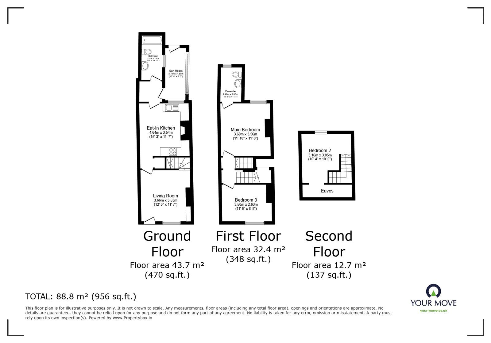 Floorplan of 3 bedroom Mid Terrace House for sale, Derby Road, Hinckley, Leicestershire, LE10