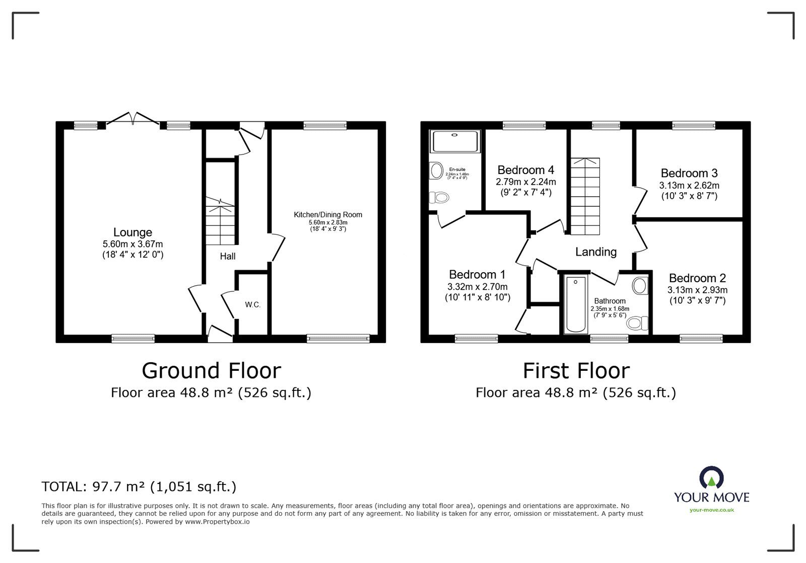 Floorplan of 4 bedroom Mid Terrace House to rent, Applebees Walk, Hinckley, Leicestershire, LE10