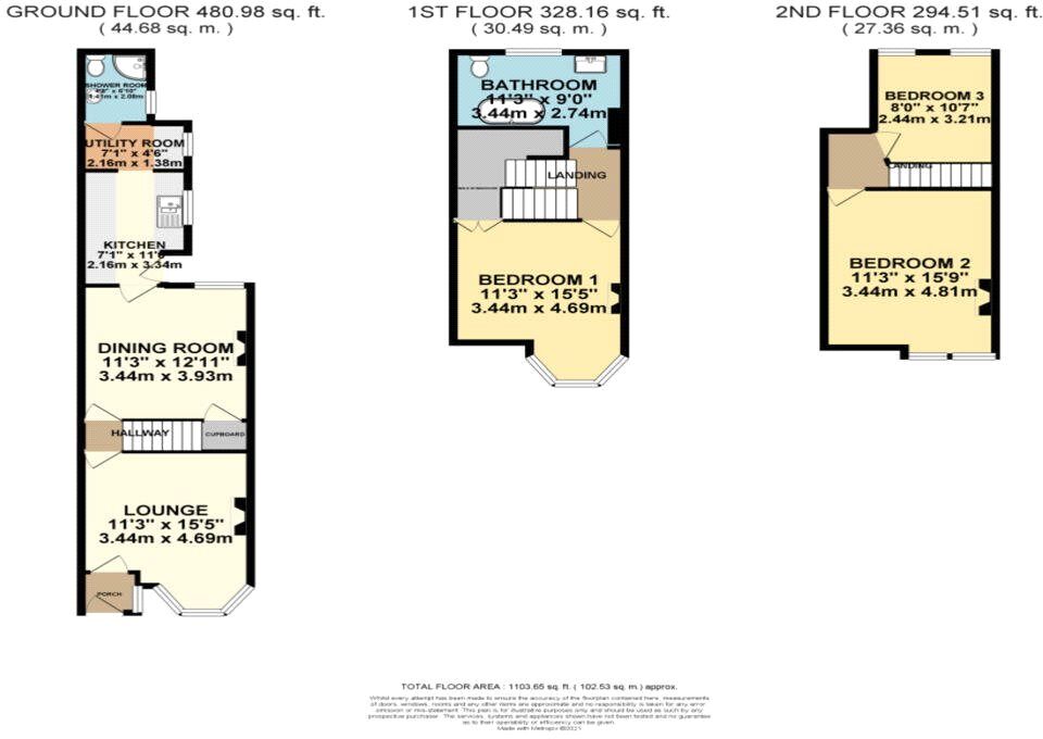 Floorplan of 3 bedroom Mid Terrace House to rent, Mount Road, Hinckley, Leicestershire, LE10