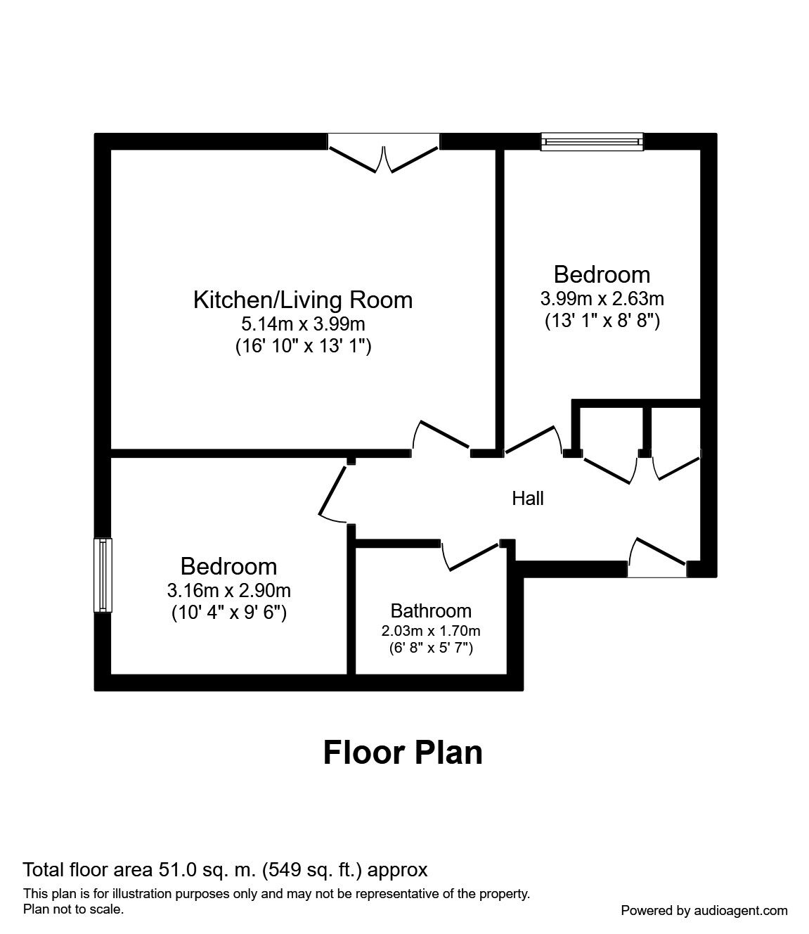 Floorplan of 2 bedroom  Flat to rent, Grove Road, Hitchin, Hertfordshire, SG4