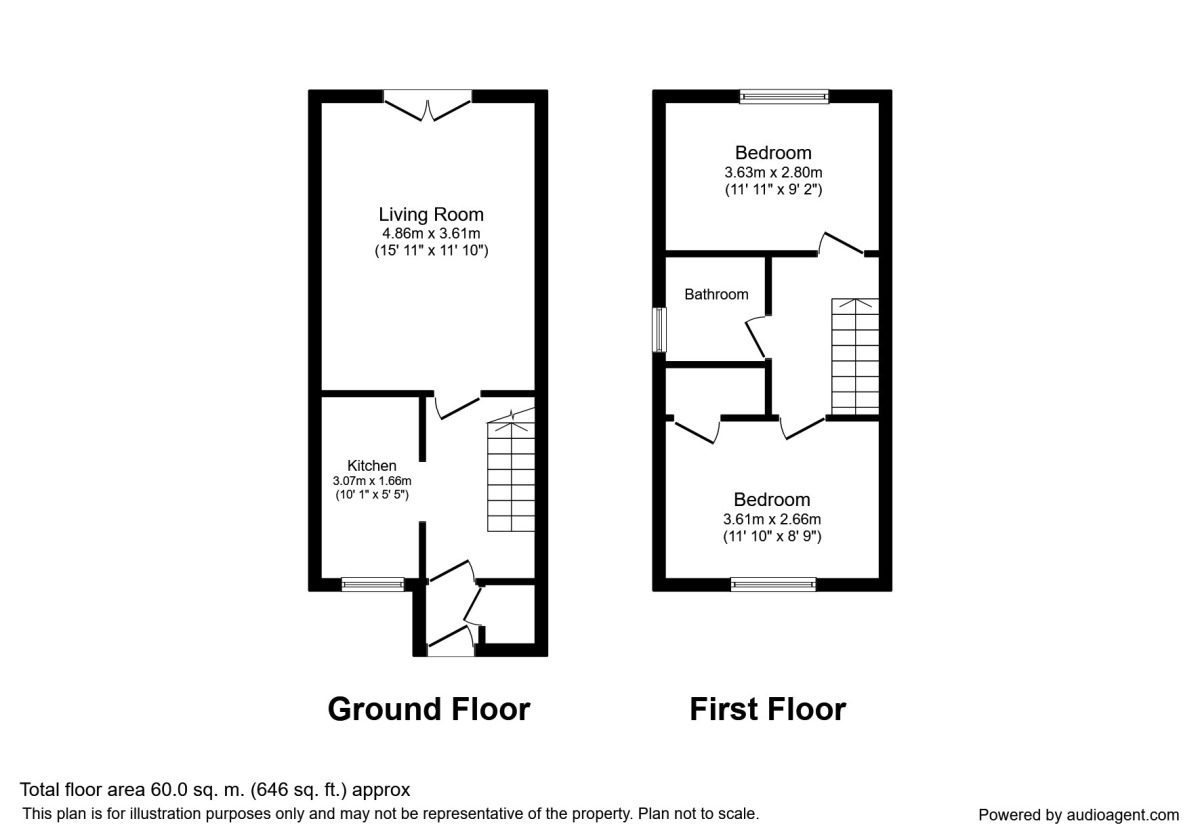 Floorplan of 2 bedroom Semi Detached House to rent, Lords Wood, Welwyn Garden City, Hertfordshire, AL7