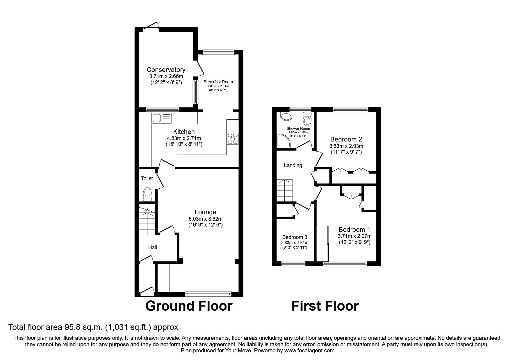 Floorplan of 3 bedroom Mid Terrace House to rent, Sun Street, Biggleswade, Bedfordshire, SG18