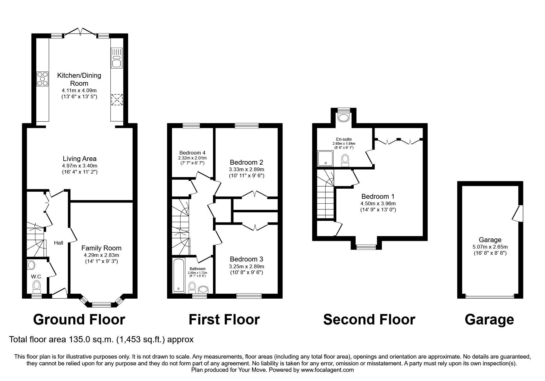 Floorplan of 4 bedroom Semi Detached House to rent, Bluebell Drive, Lower Stondon, Bedfordshire, SG16