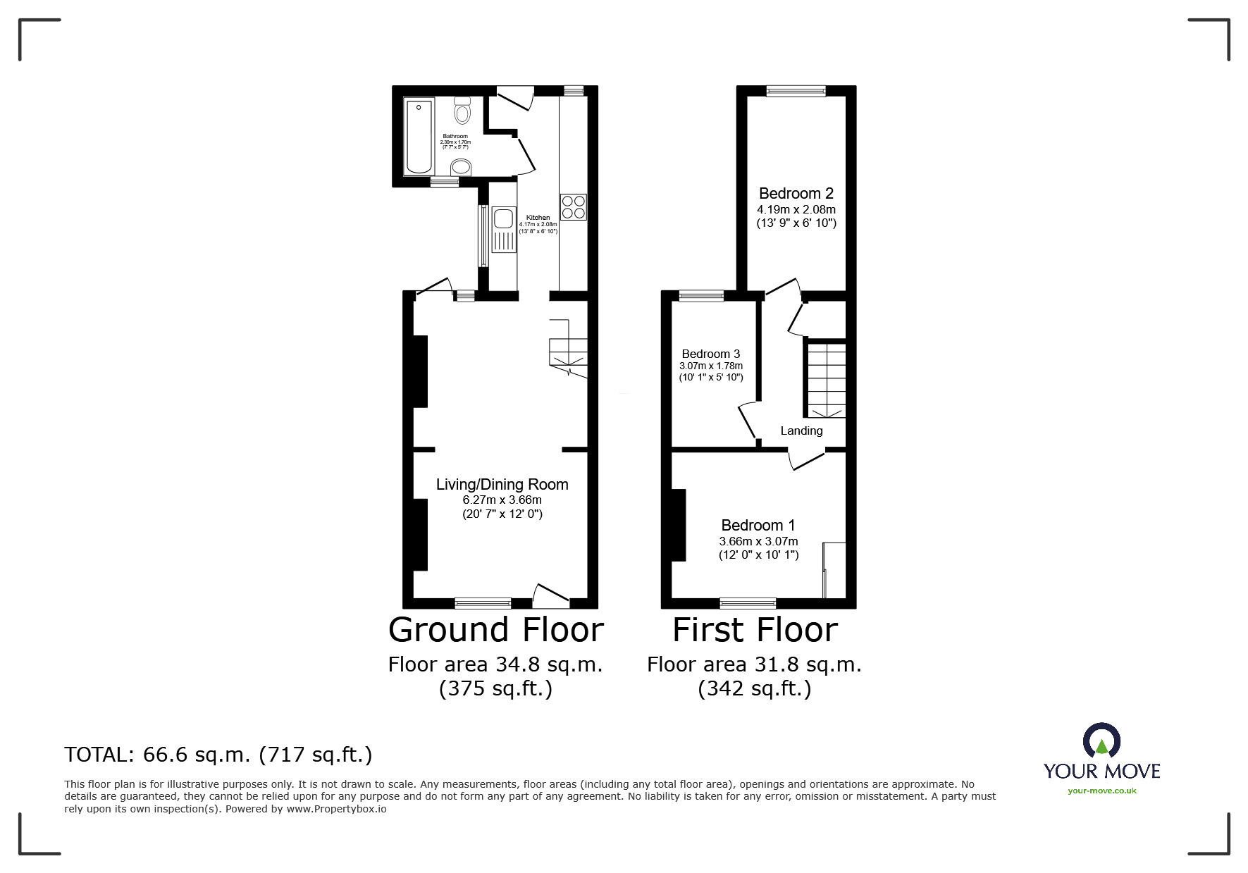 Floorplan of 3 bedroom Mid Terrace House for sale, Station Terrace, Hitchin, Hertfordshire, SG4