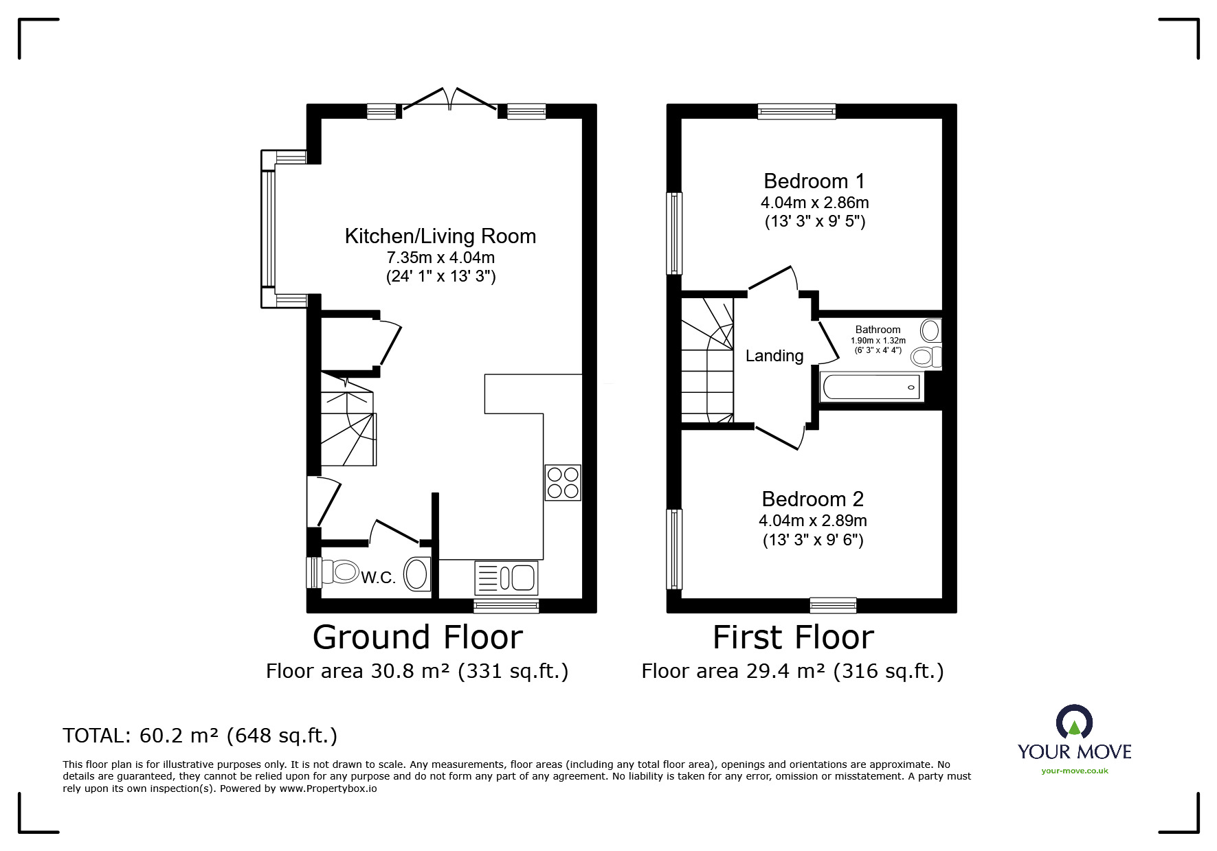 Floorplan of 2 bedroom Semi Detached House for sale, Harwood Lane, Clifton, Bedfordshire, SG17