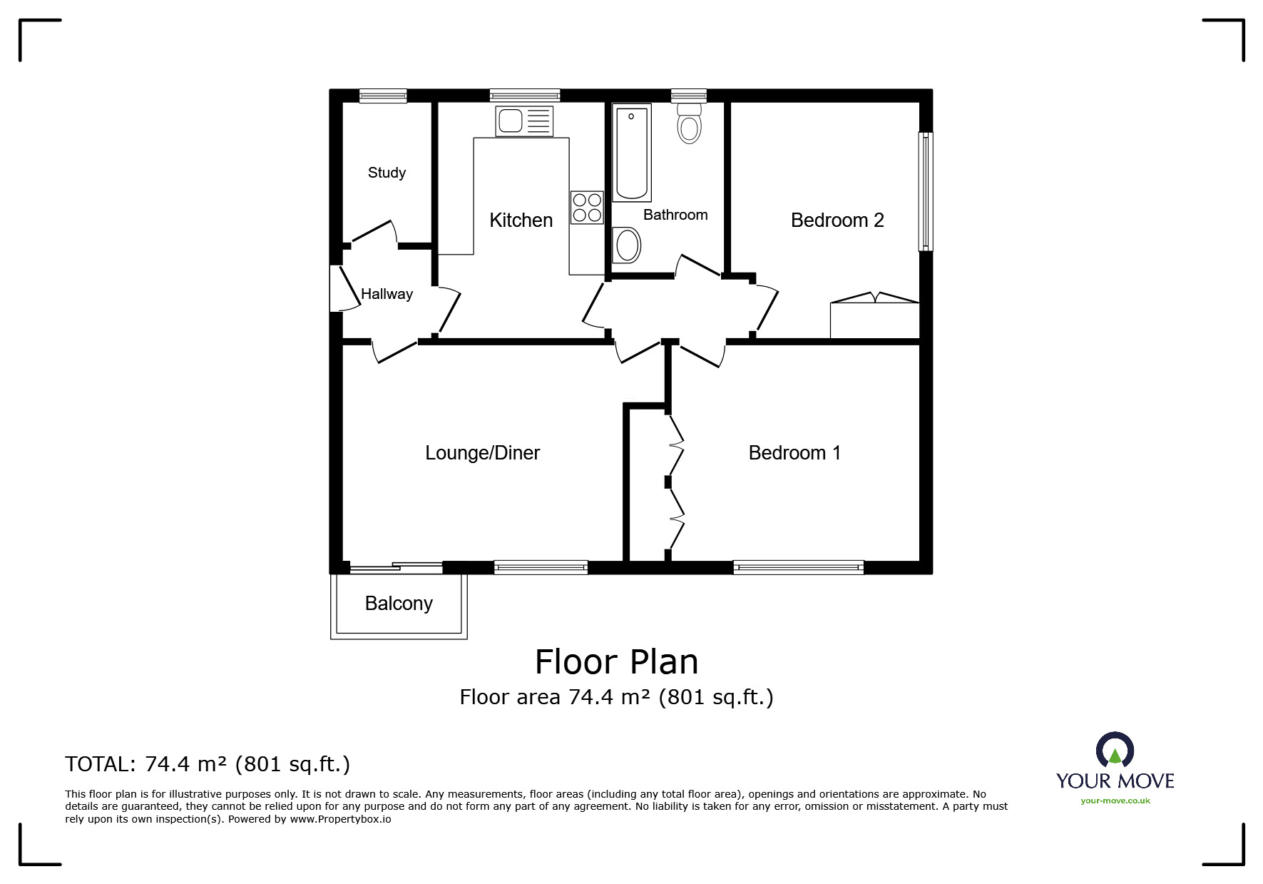 Floorplan of 2 bedroom  Flat for sale, Whinbush Road, Hitchin, Hertfordshire, SG5