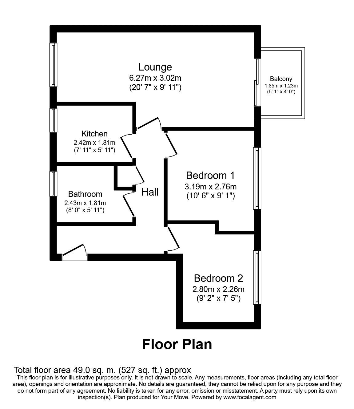 Floorplan of 2 bedroom  Flat to rent, Park Close, Wratten Road East, Hitchin, Hertfordshire, SG5