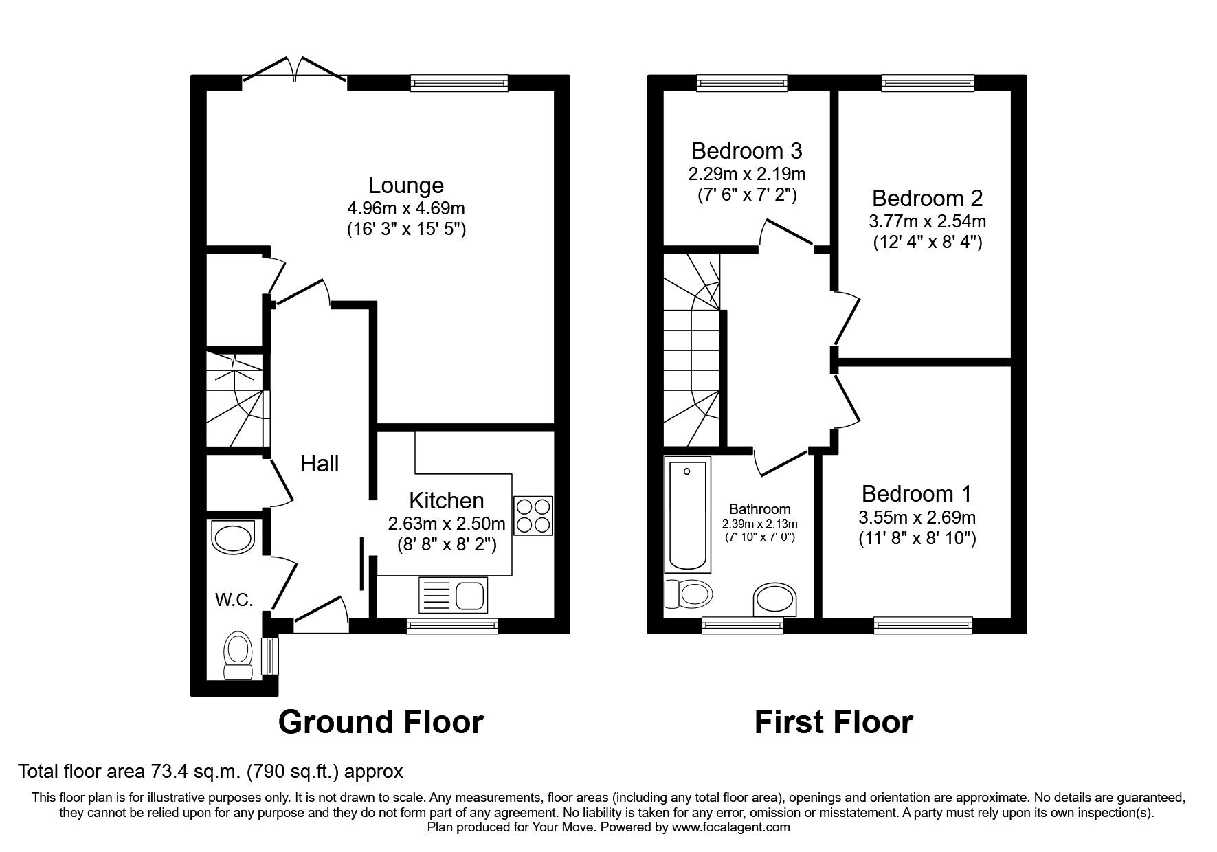 Floorplan of 3 bedroom  House to rent, Rose Cottages, High Street, Bedfordshire, SG15