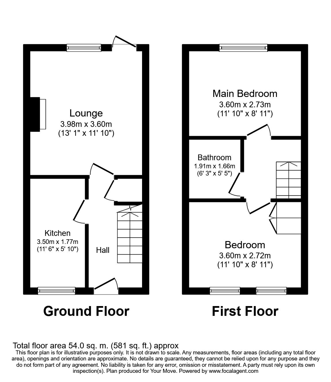 Floorplan of 2 bedroom Mid Terrace House to rent, Chepstow Close, Stevenage, Hertfordshire, SG1