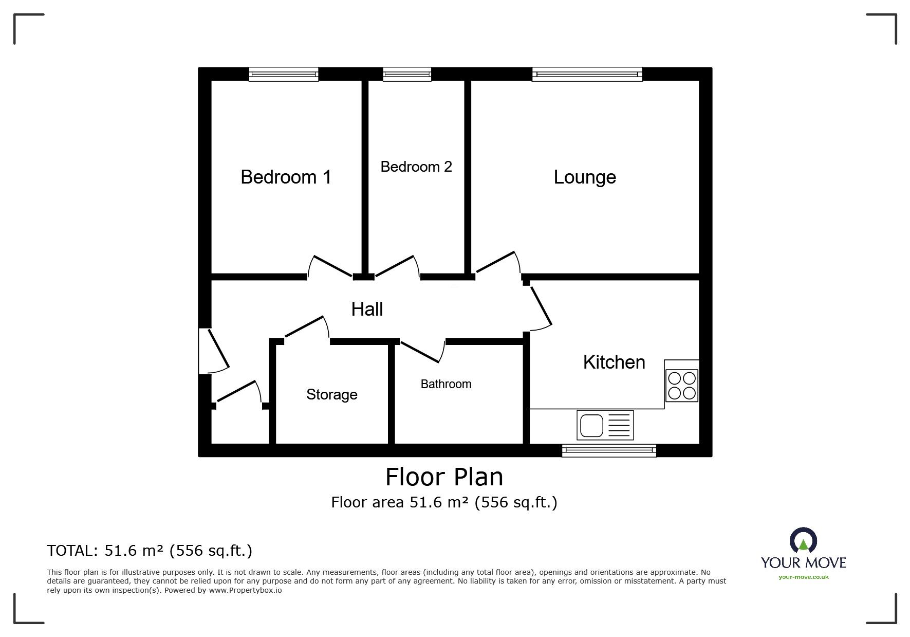 Floorplan of 2 bedroom  Flat for sale, Blacksmiths Hill, Benington, Hertfordshire, SG2