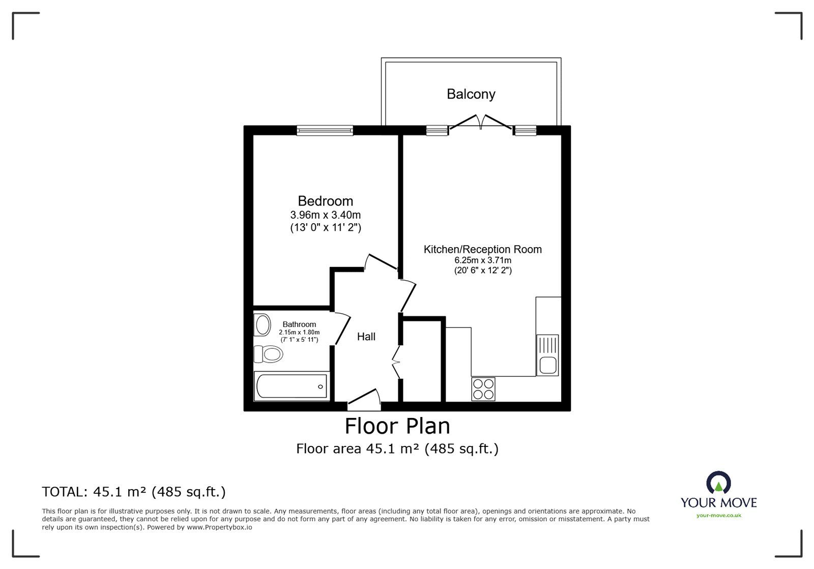 Floorplan of 1 bedroom  Flat for sale, Giles Crescent, Stevenage, Hertfordshire, SG1