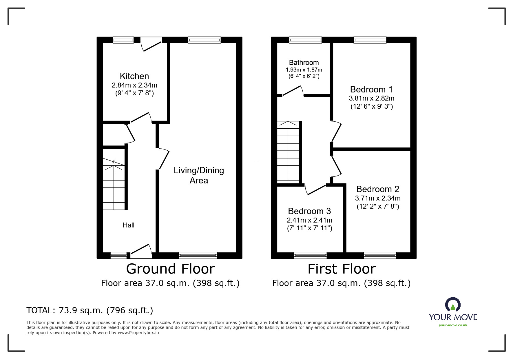 Floorplan of 3 bedroom Mid Terrace House for sale, Folly Close, Hitchin, Hertfordshire, SG4